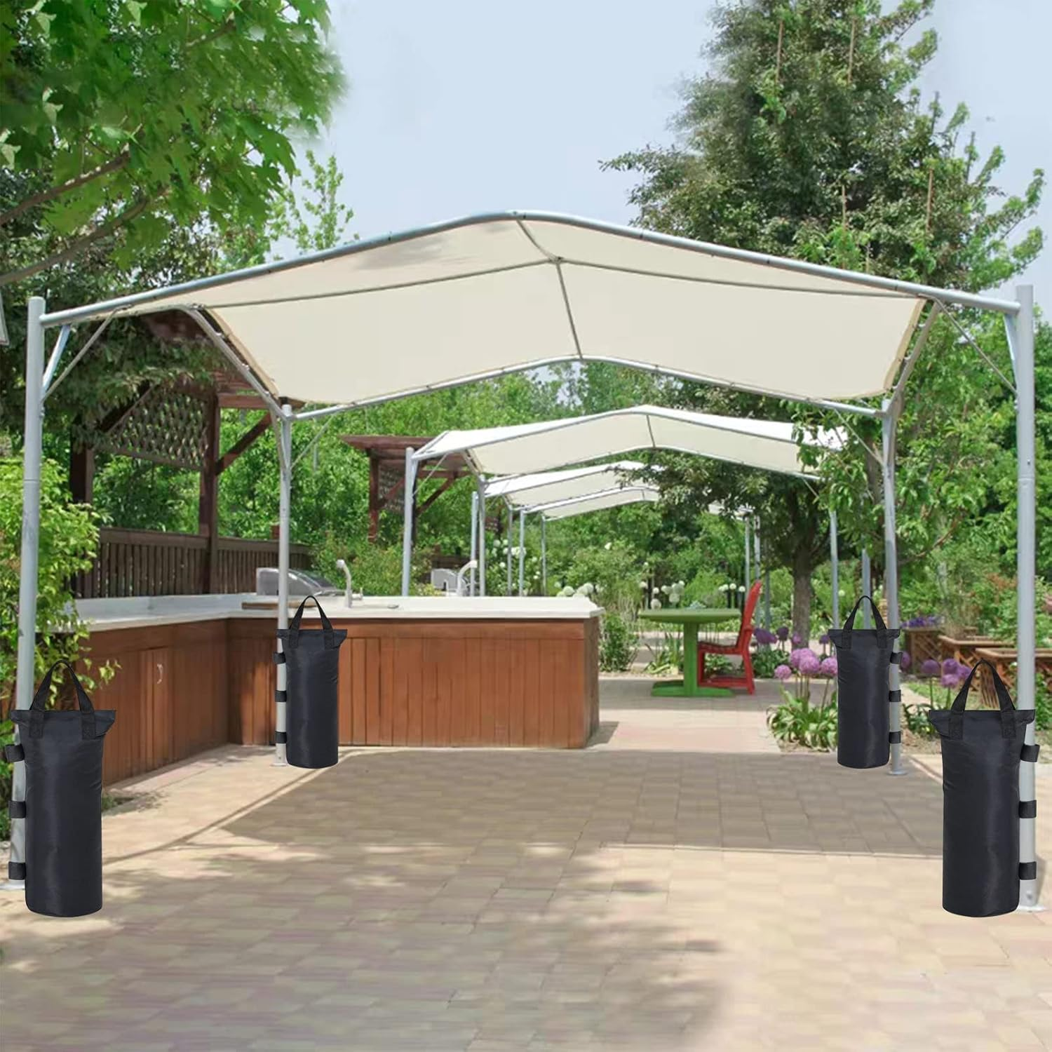 Set of 4 Gazebo Weights Sand Bags Tent Sandbags Industrial Grade 600D Heavy Duty Marquee Weight Bag Gazebo Leg Weights Bags Parasol Weights Bag for Any Pop up Tents Canopy Umbrella image number 4