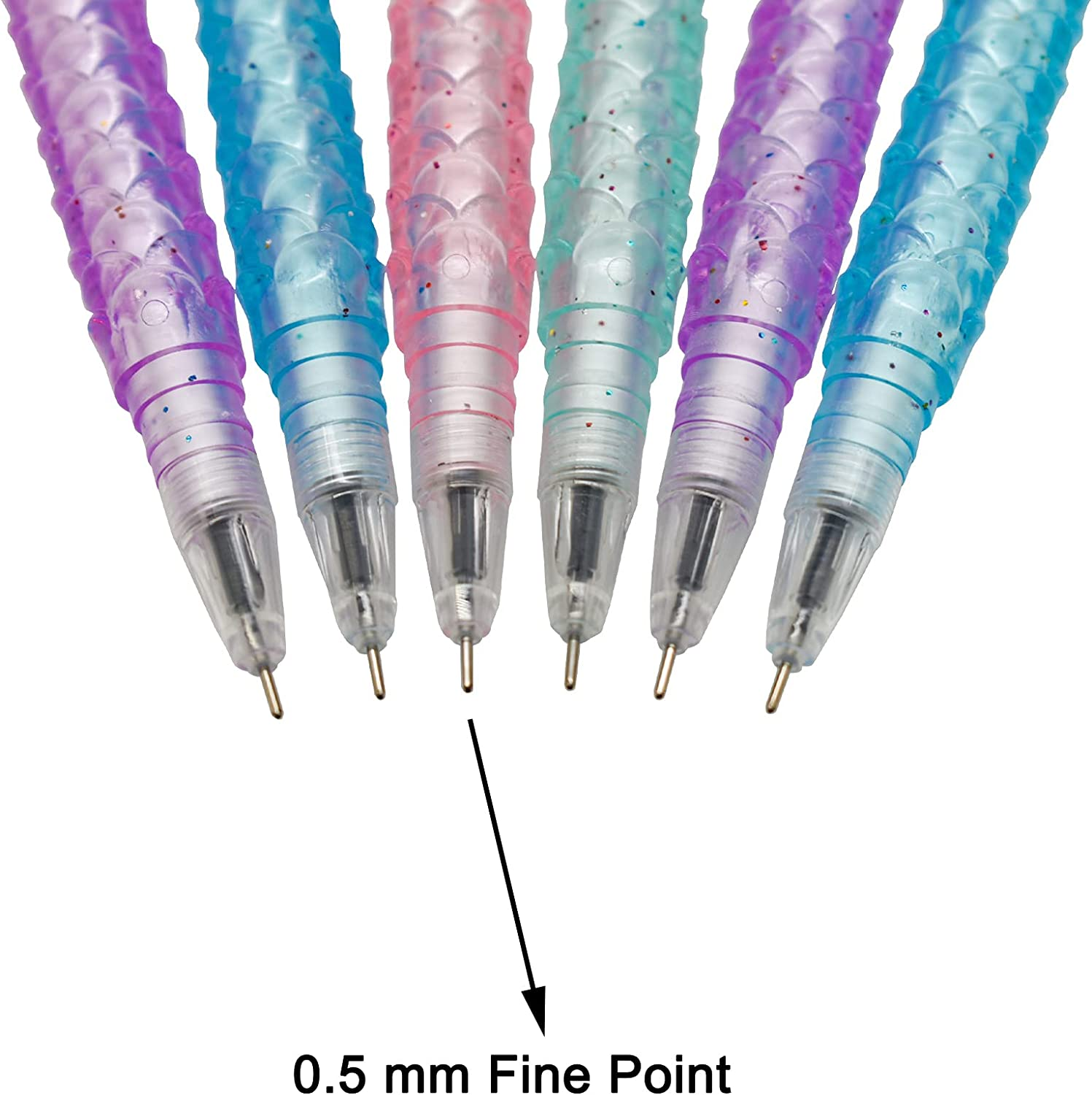 Maydahui 12PCS Cute Mermaid Shape Rollerball Pen Fish Pens Creative Crystal Flash Powder Starfish Pendant Signature Pen Black Gel Ink Design for School Student image number 6