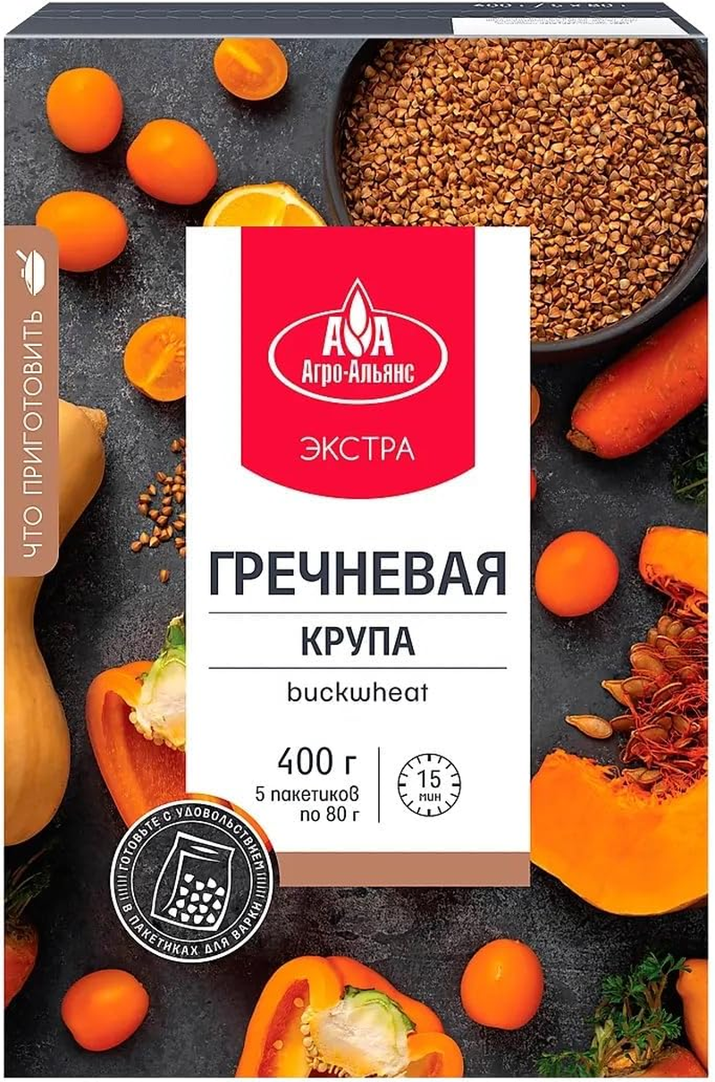 "Agro Alliance" Buckwheat (5 Cooking Bags X 80G)