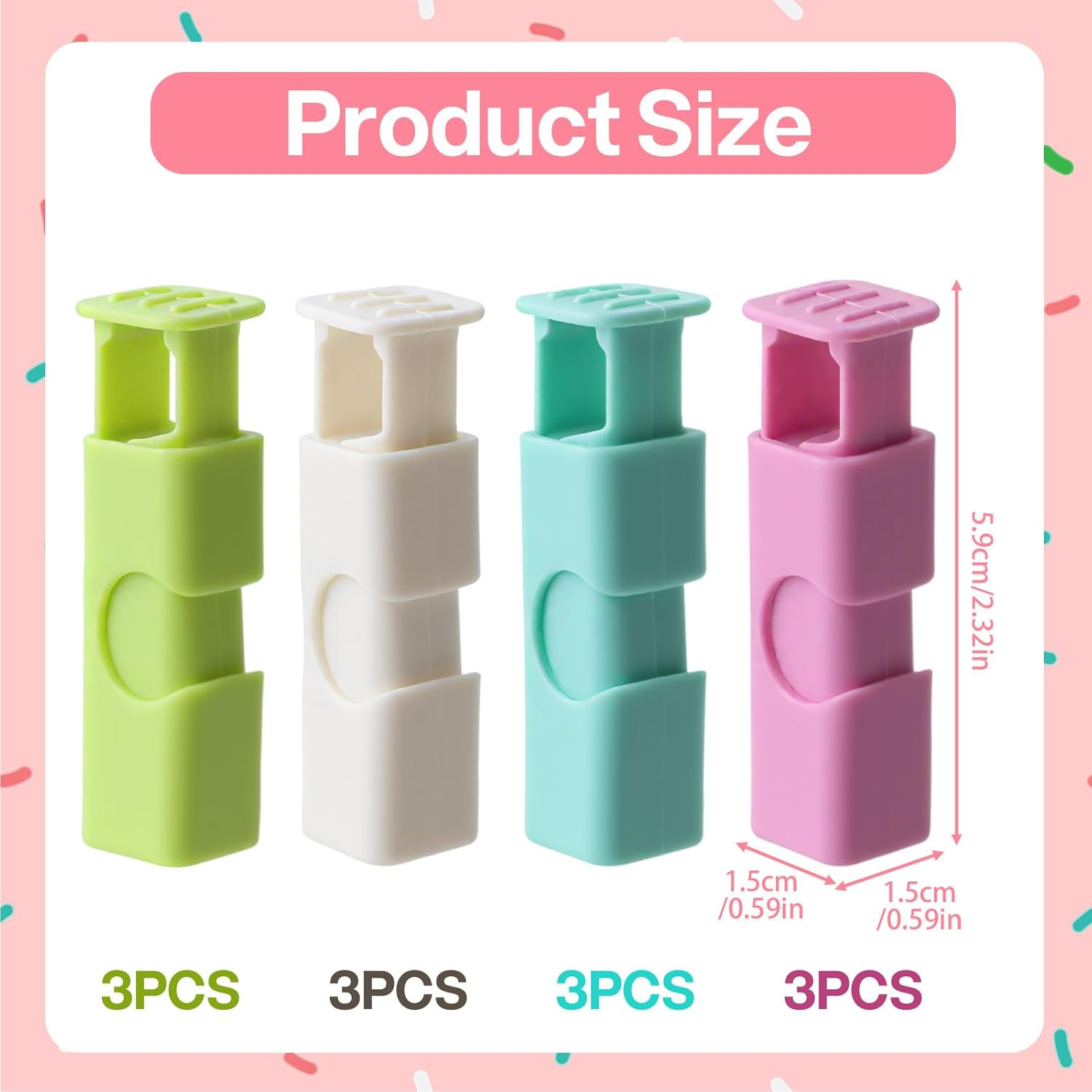 12 Pack Bread Bag Clips, Keep Food Fresh Reusable Plastic Clips for Chips, Snacks, Rice, Nuts & Beans, Easy Squeeze Lock Seal, Pantry Kitchen Picnic Storage (Multi-Color) (12)