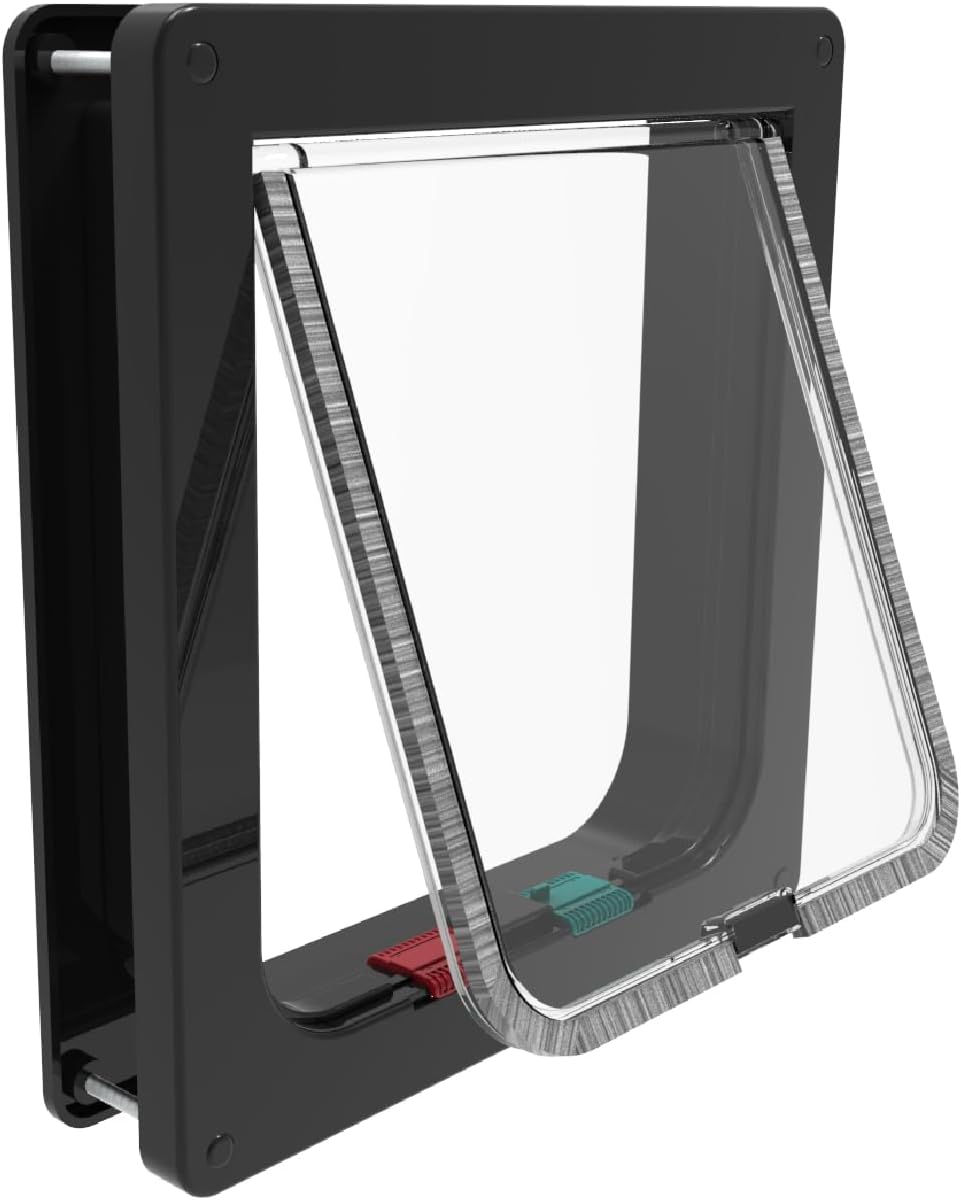 Hakuna Pets Standard Cat and Small Pet Door, Large, Black, Pets up to 20 Lbs