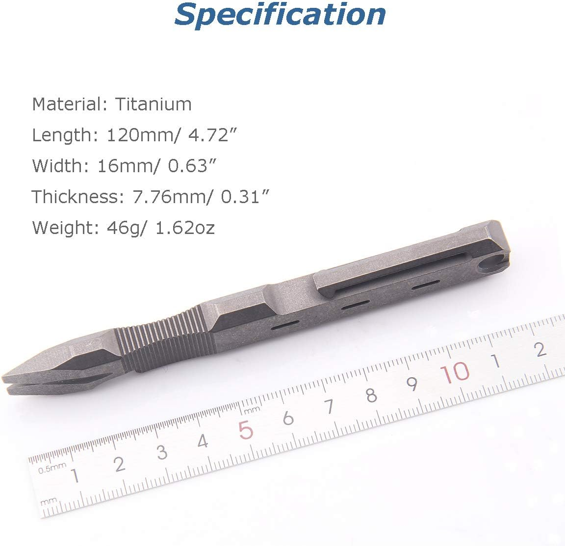 Hamans Titanium EDC Pry Bar with Nail Puller Bottle Opener Function with Pocket Clip EDC Tool (Grey) - Multicolor image number 2