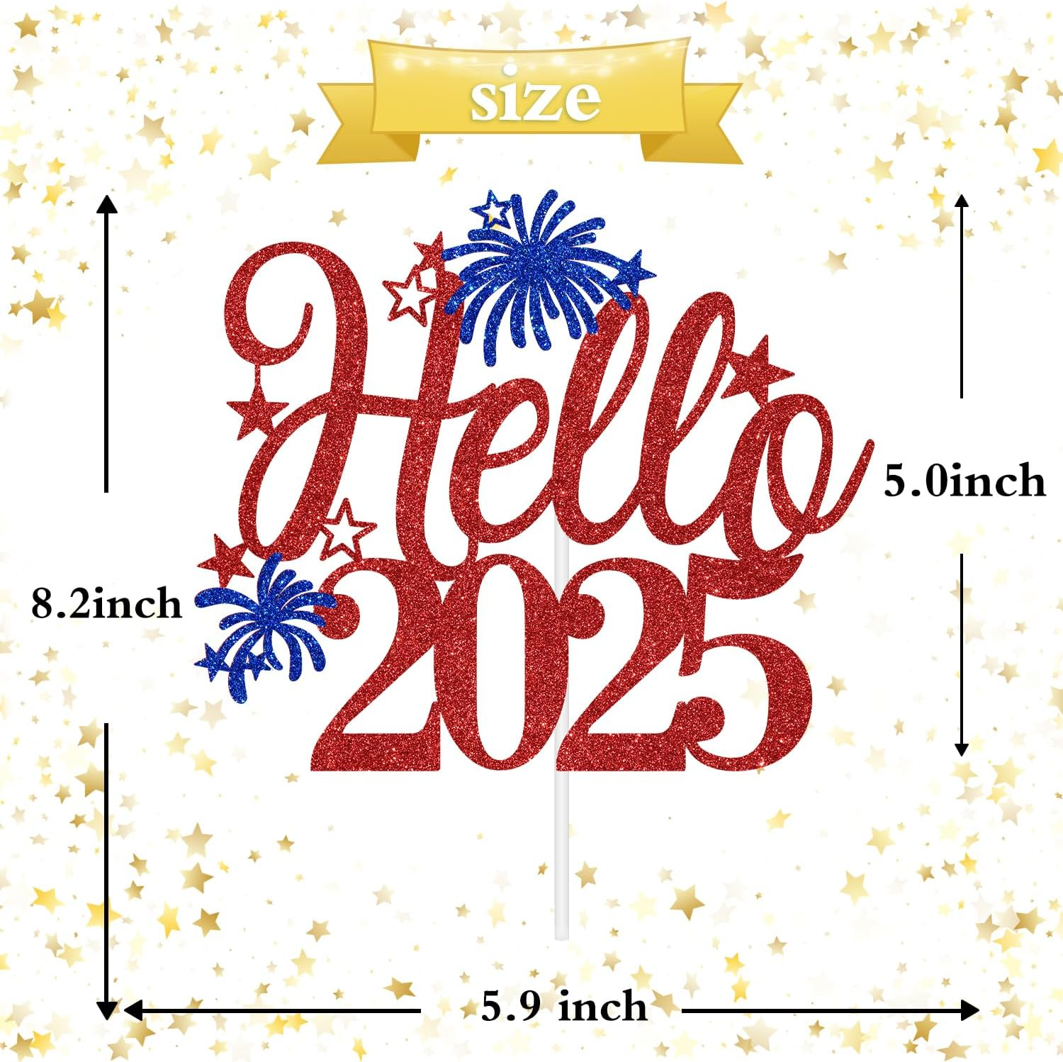 Hello 2025 Cake Topper, Happy New Year Cake Decor, Cheers to 2025/Goodbye 2024 Welcome 2025, Happy 2025 New Year&rsquo;S Eve Party Decoration Supplies
