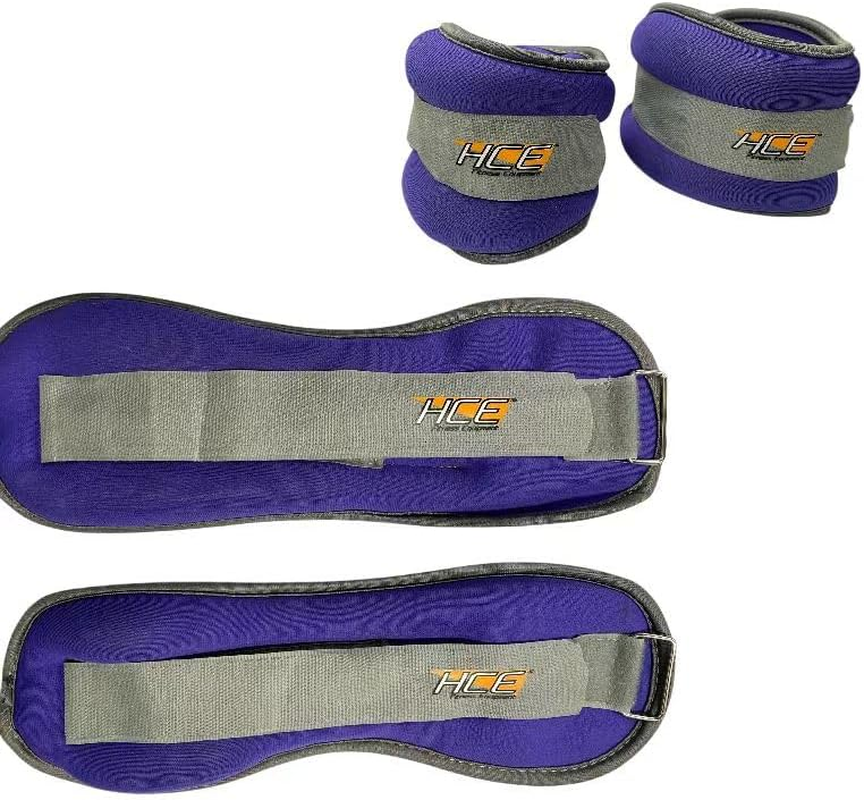 Ankle Arm Wrist Weights Straps by HCE - Fully Adjustable Fixed Weight for Arm, Hand & Leg - Best for Walking, Jogging, Gymnastics, Crossfit, Cardio Training, Aerobics Exercise (1KG to 4KG)
