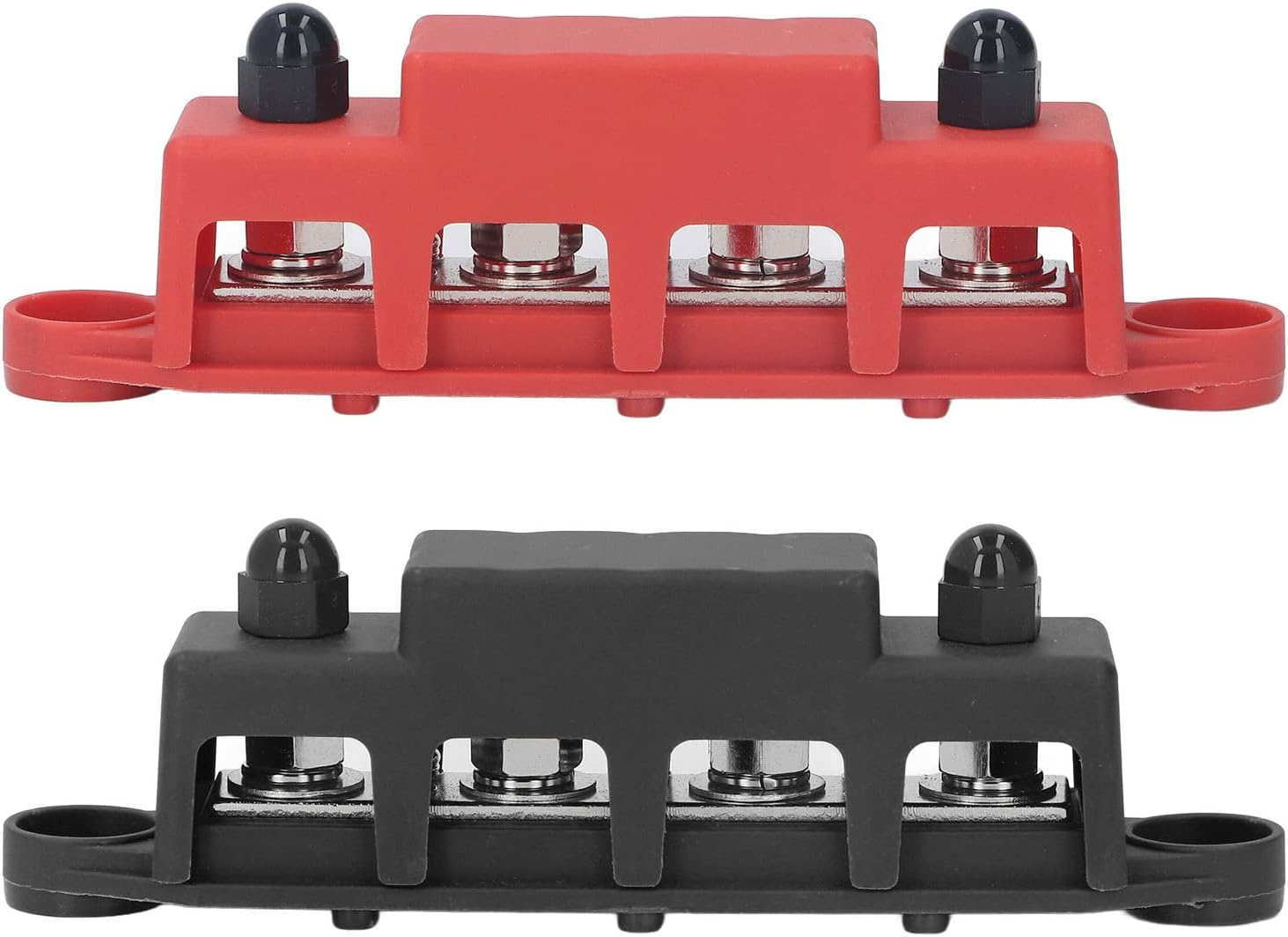 2Pcs Power Distribution Block, 250A DC 48V 4 Termina Marine Bus Bar for Boat Automotive Solar System, M8 Screw Car Audio Power Distribution Box for RV image number 2