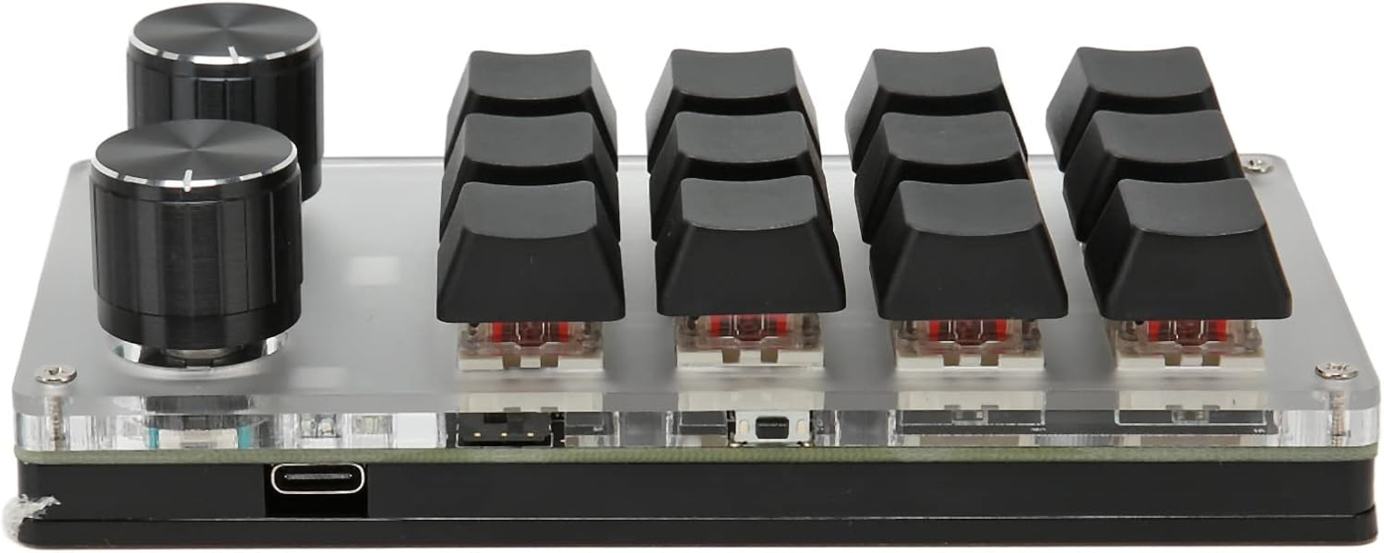 Mini Macro Mechanical Gaming Keyboard, USB Programmable Keypad with Knob for PC Gamer Office Media, Knob Design Ergonomic Design Dual Mode Keypad Oneclick (12 Keys with 2 Knobs) image number 4