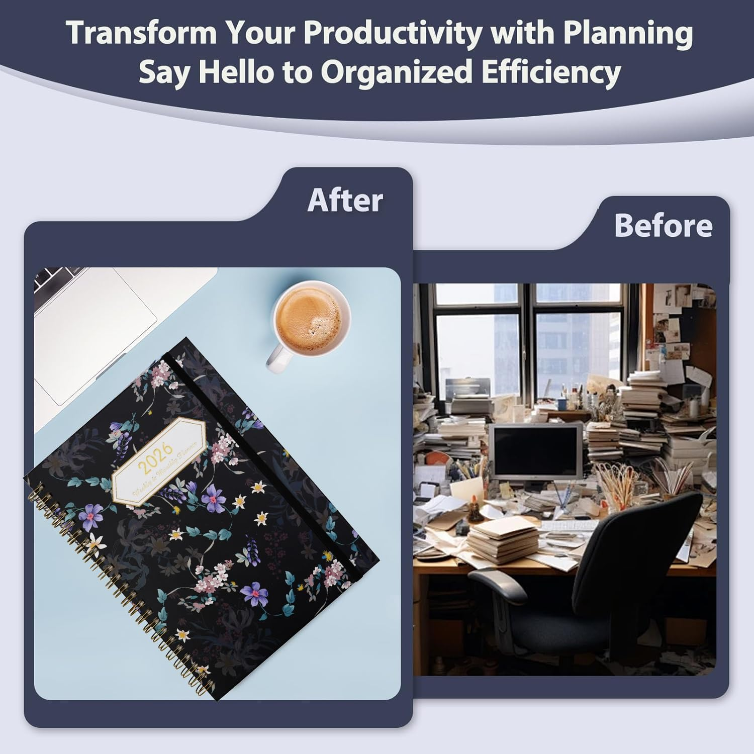 Academic Planner 2026 Weekly and Monthly, Jan 2026 - Dec 2026, 6.5" X 8.5" with Monthly Tabs, Pockets, Spiral Bound for Office School - Green Stars image number 5