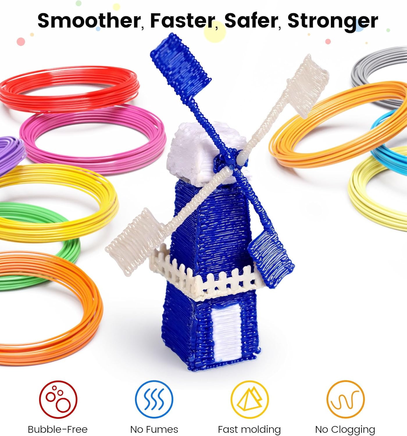 3D Pen Filament Refills 15 Colors, 16 Ft per Color Total 240 Ft 1.75 Mm Filament Compatible with SCRIB3D MYNT3D 3D Pen Comes with 2 Finger Caps & Drawing Guide Book [3D Pen NOT Include] image number 5