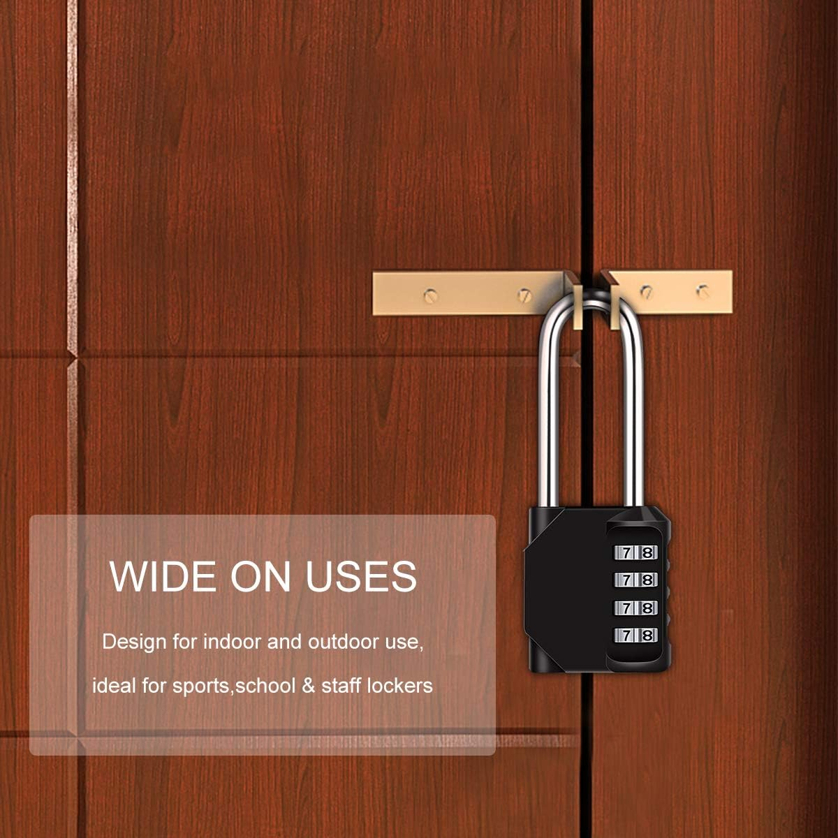 Combination Padlock, [2.6Inch Long Shackle] Diyife 4 Digit Combination Lock, Padlock Weatherproof Outdoor Locker Lock for School Gym Locker, Shed, Fence, Hasp (Black) image number 1