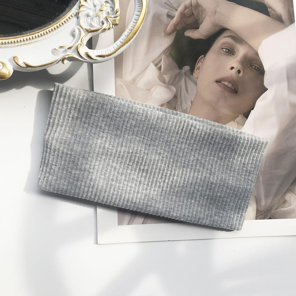 8Pack Wide Headbands for Women, Non- Slip Thick Boho Headbands for Yoga, Workout, Running, Sports, Gym, Tennis, Daily Use Hair Fashion Accessories, Soft Stretchy Cotton Hair Bands (Color01, 8 PCS) image number 2