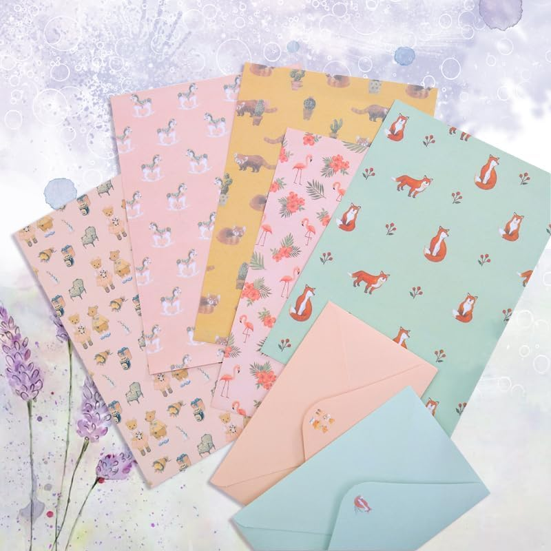 180Pcs Decorative Writing Paper & Envelopes Stationery Set, 10 Designs A5 Size Lined Stationery Paper, Cute Flower Printer Paper, Floral Themed Craft Paper for Letters Invitations Poem Office School image number 5