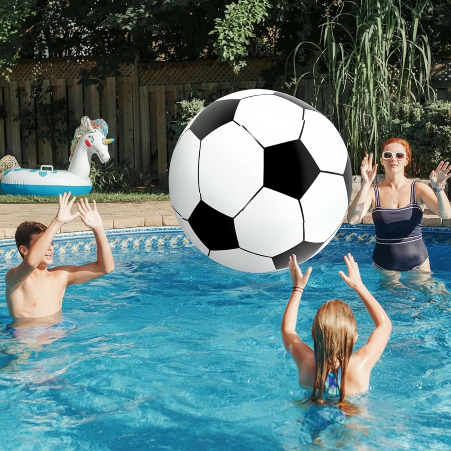 Lewtemi 27 Inch Large Inflatable Soccer Ball Giant Soccer Ball Inflatable Large Soccer Beach Ball Giant Inflatable Balls Inflatable Sports Balls for Outdoor Game Pool Decoration Toys image number 1