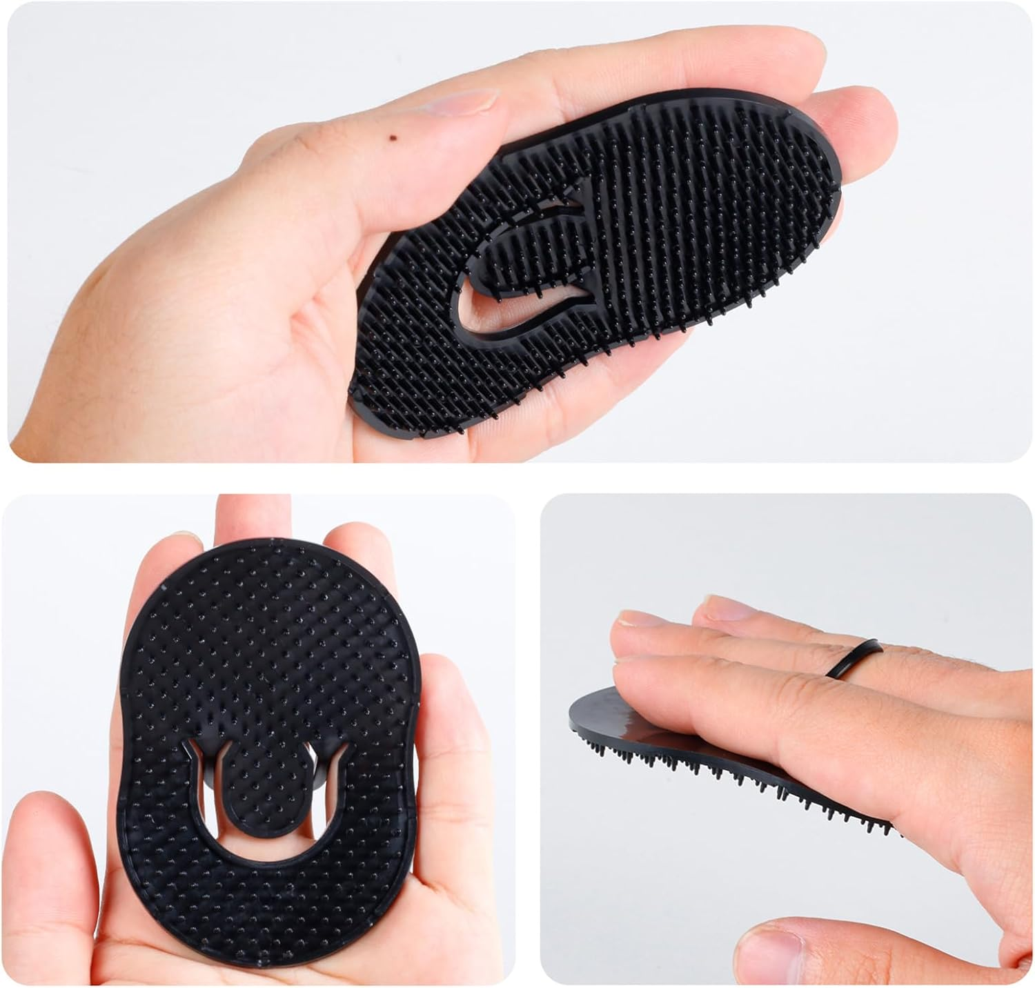 16 Pcs Pocket Palm Combs, Palm Hair Brush, Shampoo Comb, Massager Hair Brush Comb for Men Women (Black) image number 3