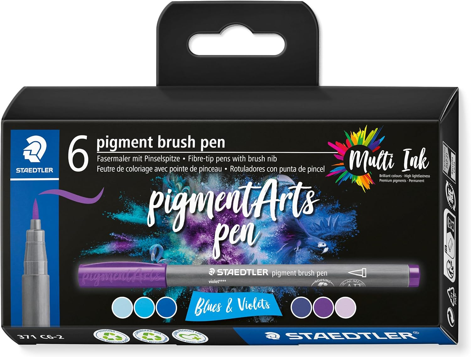STAEDTLER 371 C12-2 Pigment Arts Brush Pen - Assorted Pastel Colours (Pack of 12)