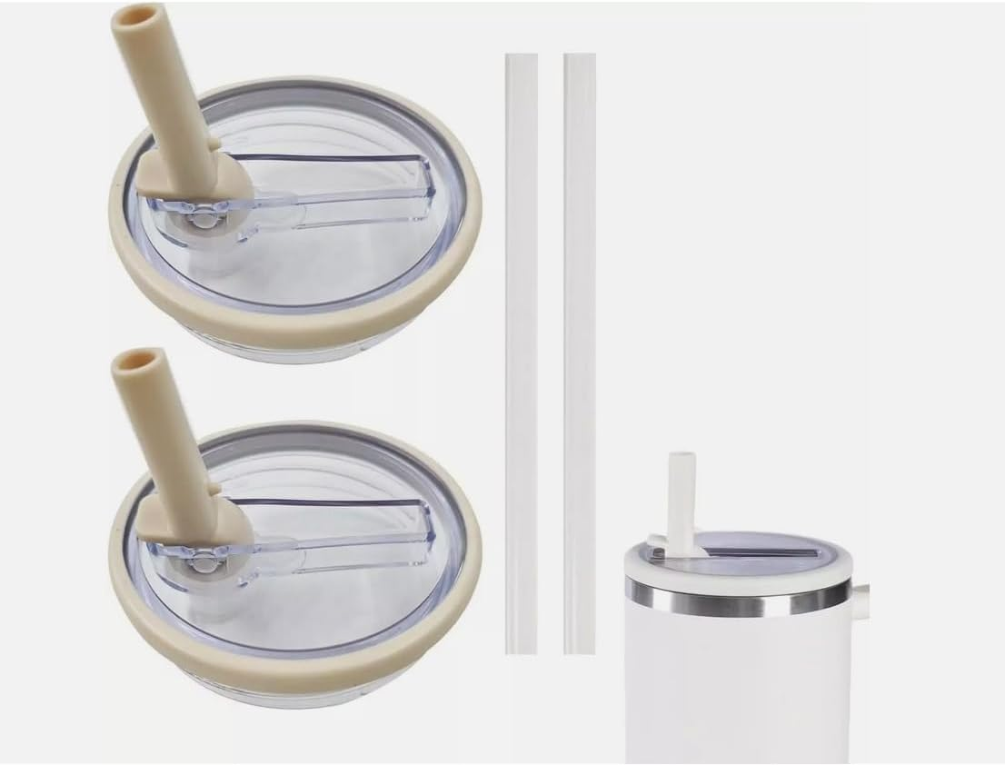 40 Oz Tumbler Lid Replacement, Compatible with Stanley Cup, Pack of 2 (Milky)