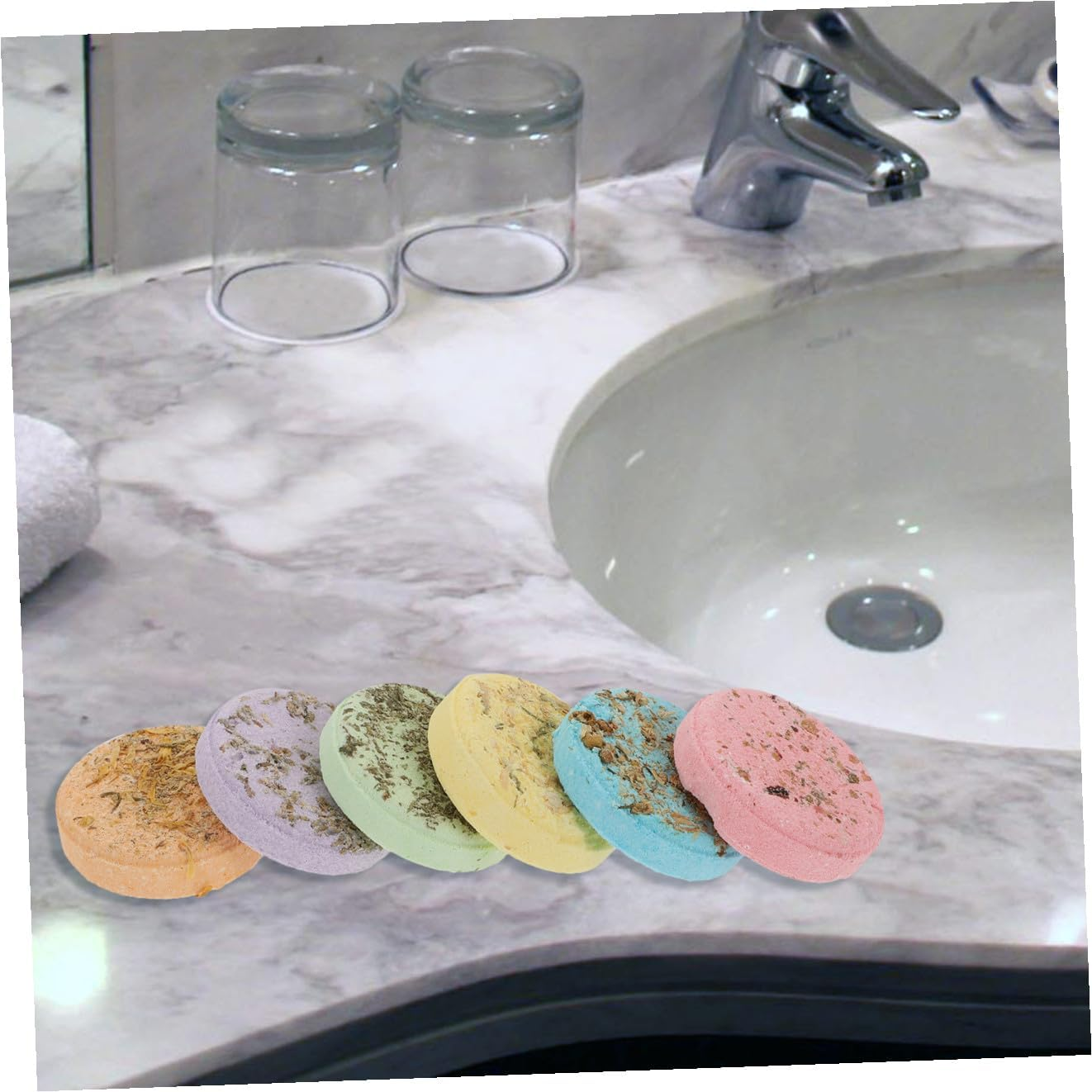 Aromatherapy Shower Steamers 6Pcs Bathing Sheets Set with Jasmine Mint Lavender Orange Sea Salt Rose Scents for Relaxation and Spa Bathing image number 2