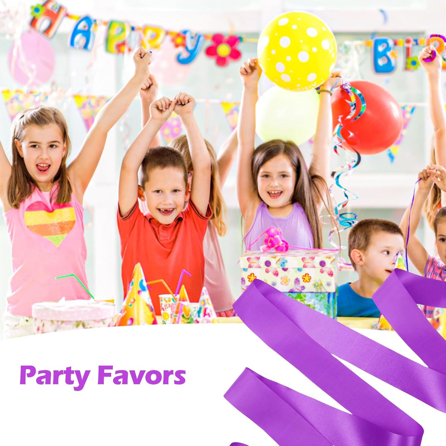 Niceup 12 PCS Dance Ribbons for Kids Mermaid Party Goodie Bag Fillers, Ribbon Dancer Wands for Birthday Gymnastics Ballet Party Favors Decoration, 78.7 Inch Purple Hot Pink Girls Ribbon Streamer image number 5