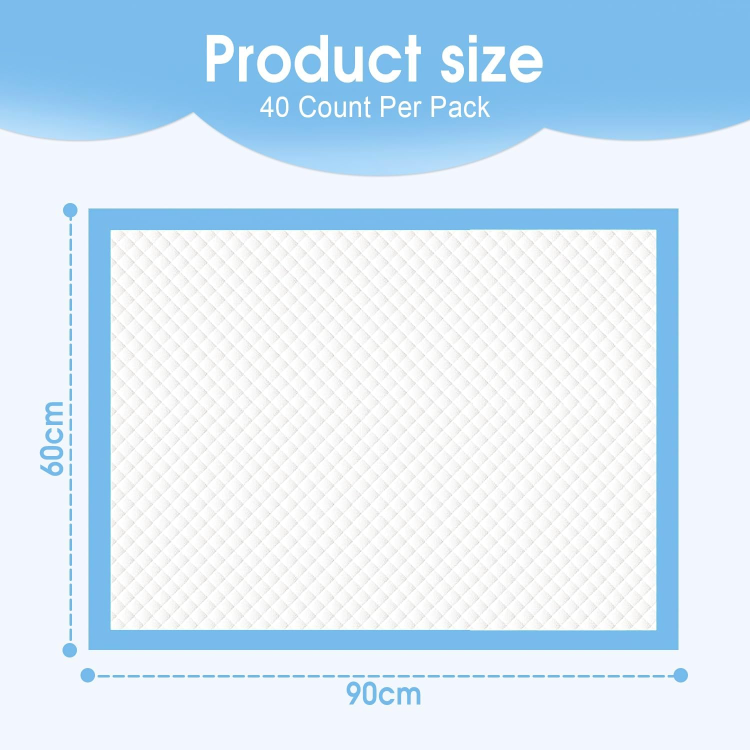 Felic 80-Count Disposable Bed Pads 90X60Cm, Baby Diaper Changing Pads Large, Economy Pads Adult Incontinence Bed Pee Underpads Absorbent Chucks for Adults,Kids,Elderly, Puppy Pee Pad (2Pack-80Pcs) - 4Pack-160Pcs image number 3