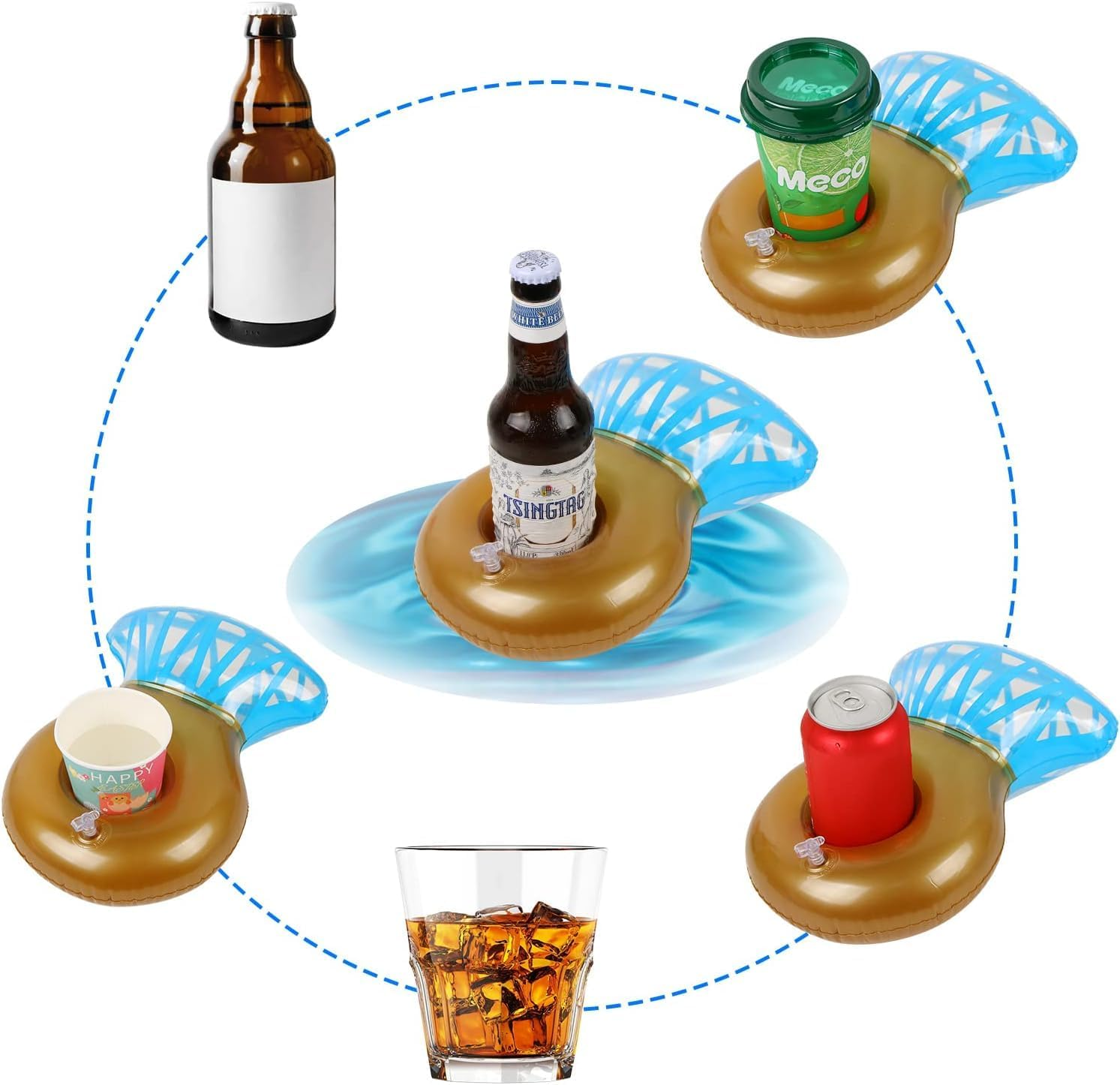 Pack of 6 Inflatable Drink Holder Pool, Diamond Pool Drink Holder Floating Set, Inflatable Floating Bottle Holder, Pool Accessories Fun for Summer Pool Party, Beach Theme Party image number 4