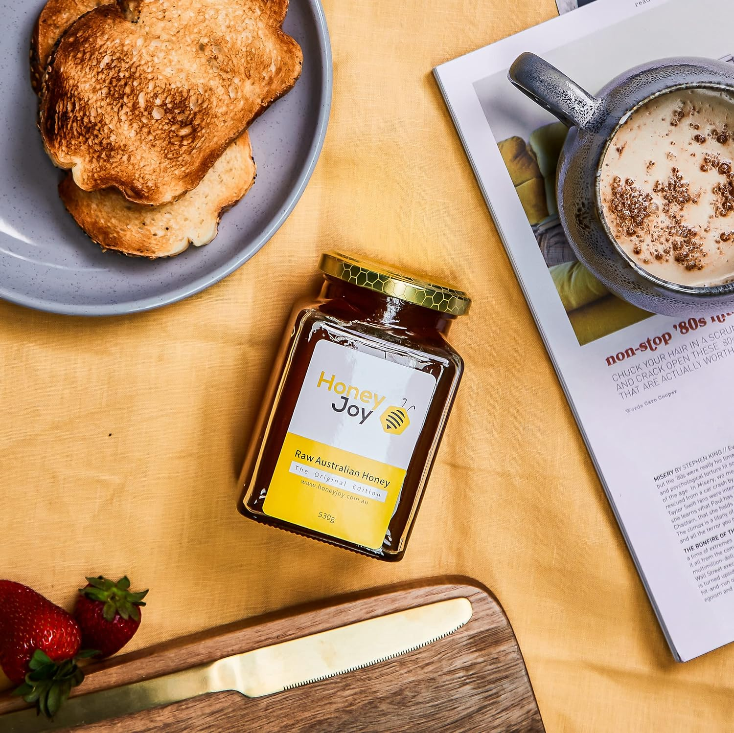 Honey Joy Raw Australian Honey - Original Edition 530G. Pure, Unfiltered, Unpasteurized. Rich Natural Flavor, 140 KJ of Energy, Zero Fat & Carbs, Only Natural Honey Sugars. Perfect for Foods, Cooking