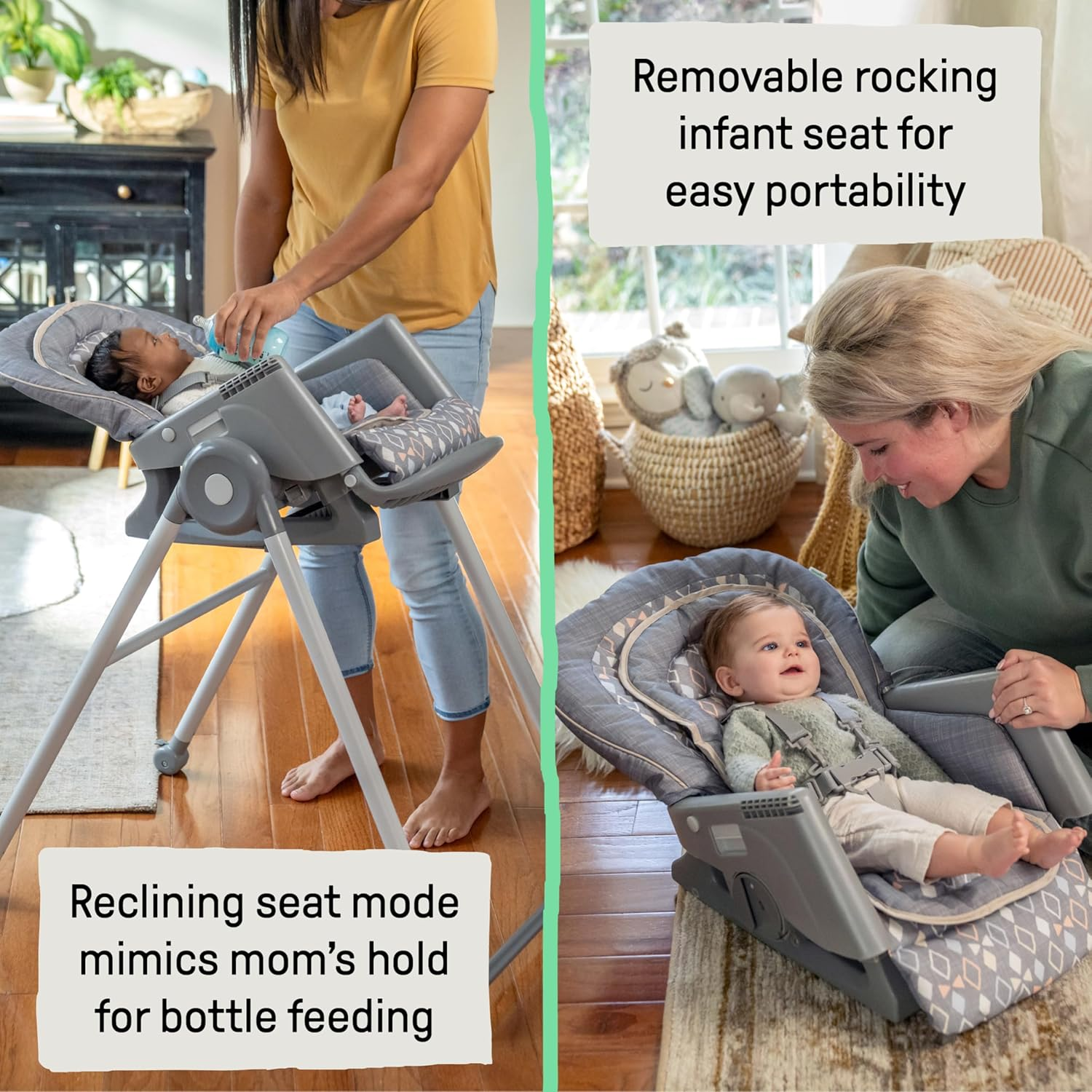 Ingenuity Proper Positioner Deluxe High Chair - 7-In-1 Convertible Baby Seat, Removable Rocking Infant Seat, Unisex, for Ages 0-36 Months image number 2