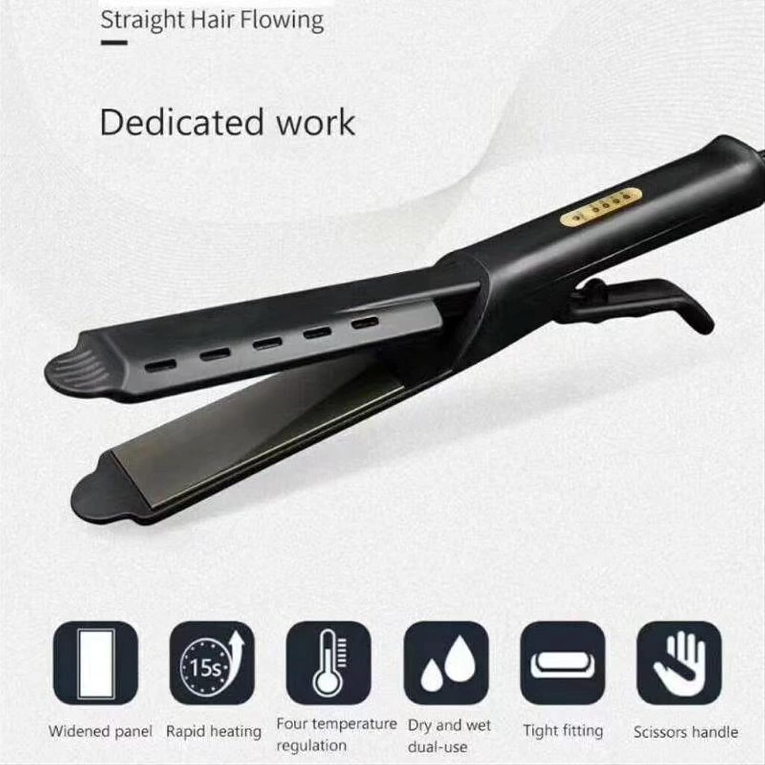 Flat Hair Iron, Ceramic Tourmaline Ionic Flat Iron Hair Straightener, Professional Glider Hair,Dual Use Dry and Wet for Hair Care Adjustable Temperature, for All Hair Types