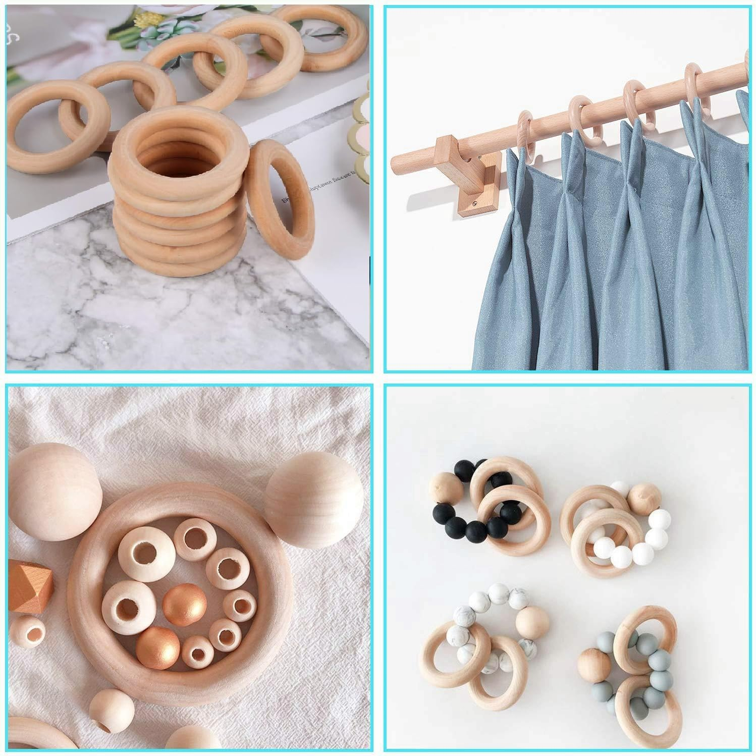 HIGHROCK Wooden Rings, 20 PCS Unfinished Natural Solid Wooden Loops for DIY Crafts, Wood Circles for DIY Craft(Outer Diameter 50Mm)