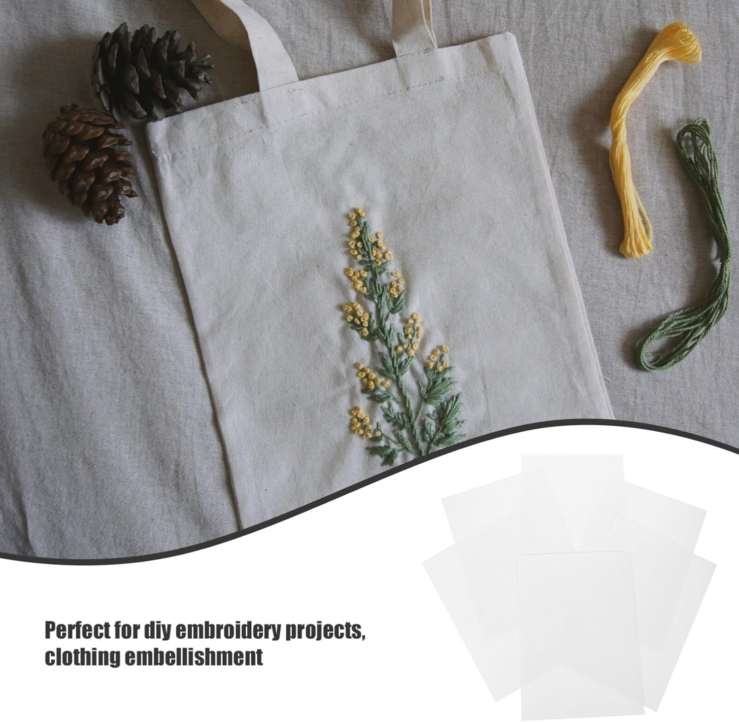 COHEALI Water Soluble Embroidery Stabilizer: 6Pcs Stick and Stitch Embroidery Paper A5 Printable Wash Away Paper Stabilizer for Print or Draw Patterns Hand Machine Embroidery image number 3