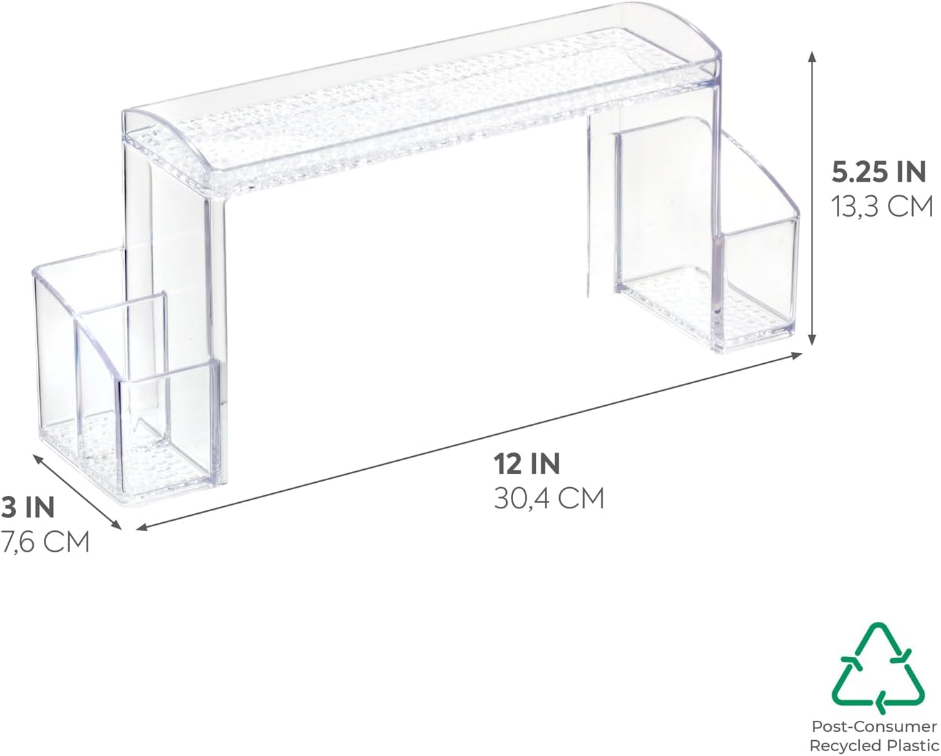 Interdesign Med+ - Makeup and Medicine Cabinet High Rise Organizer - Clear - 12 X 3 X 5.25 Inches image number 1