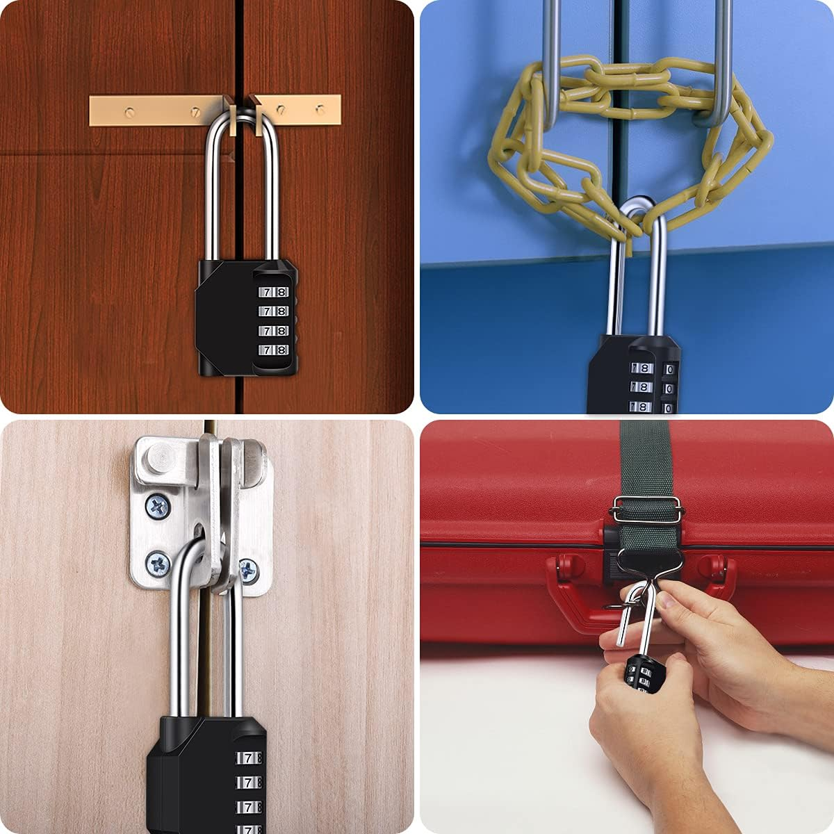 Combination Padlock, [2.6Inch Long Shackle] Diyife 4 Digit Combination Lock, Padlock Weatherproof Outdoor Locker Lock for School Gym Locker, Shed, Fence, Hasp (Black) image number 2