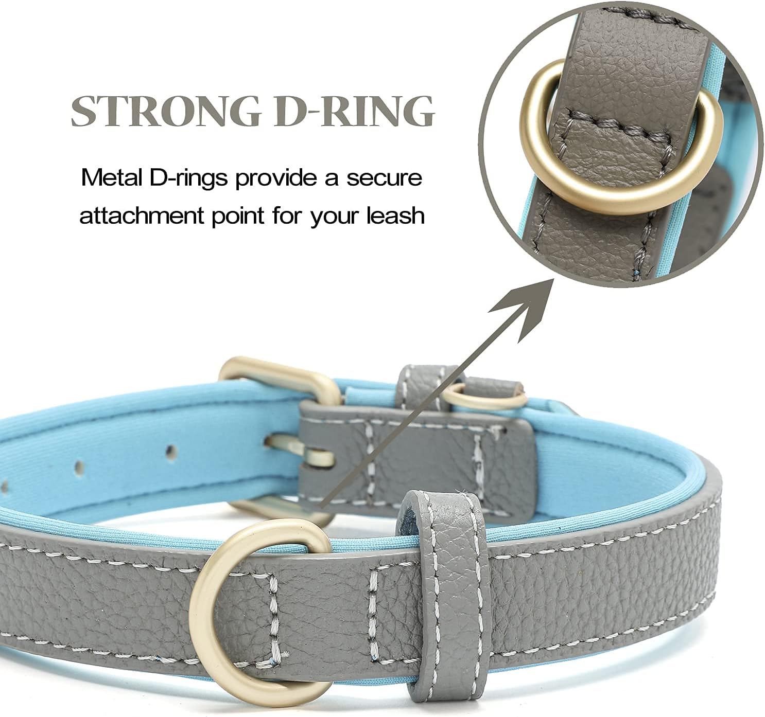 Leather Dog Collar for Small Medium Large Dogs Soft Waterproof Padded Puppy Collars