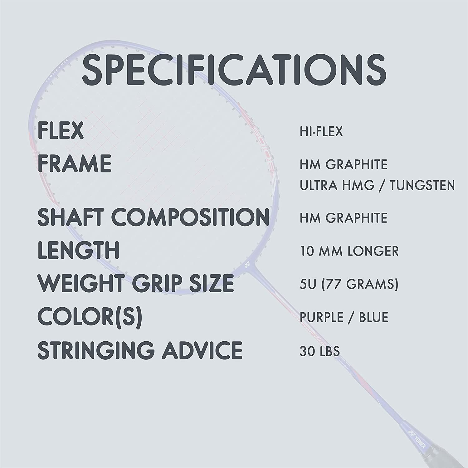 Yonex Badminton Racquet Voltric Series image number 7