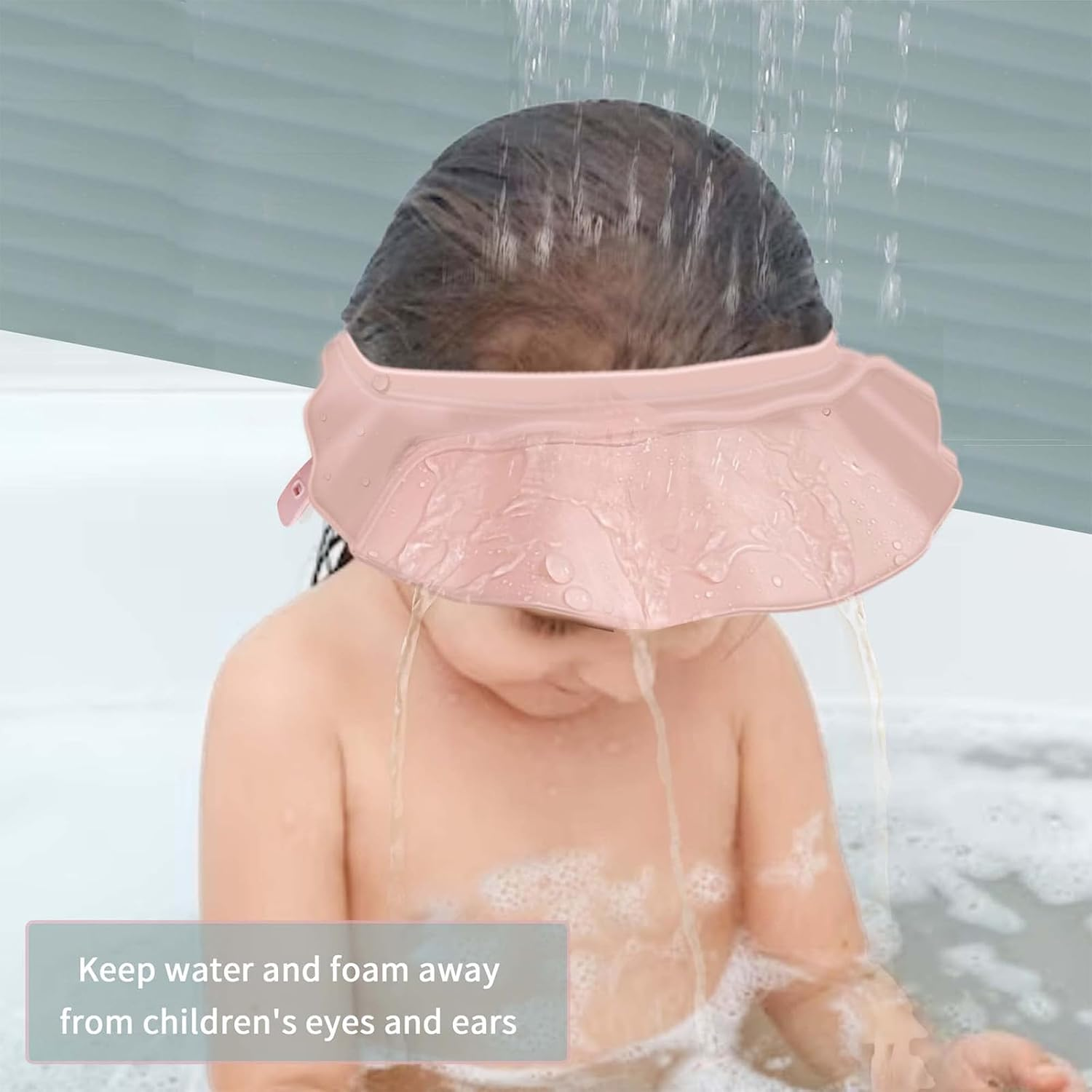 Silicone Baby Shower Cap - Adjustable Bath Visor for Hair Washing Protection,Safe Shield for Eyes/Ears,Toddler to Kids (6M-12Y, Pink) image number 2