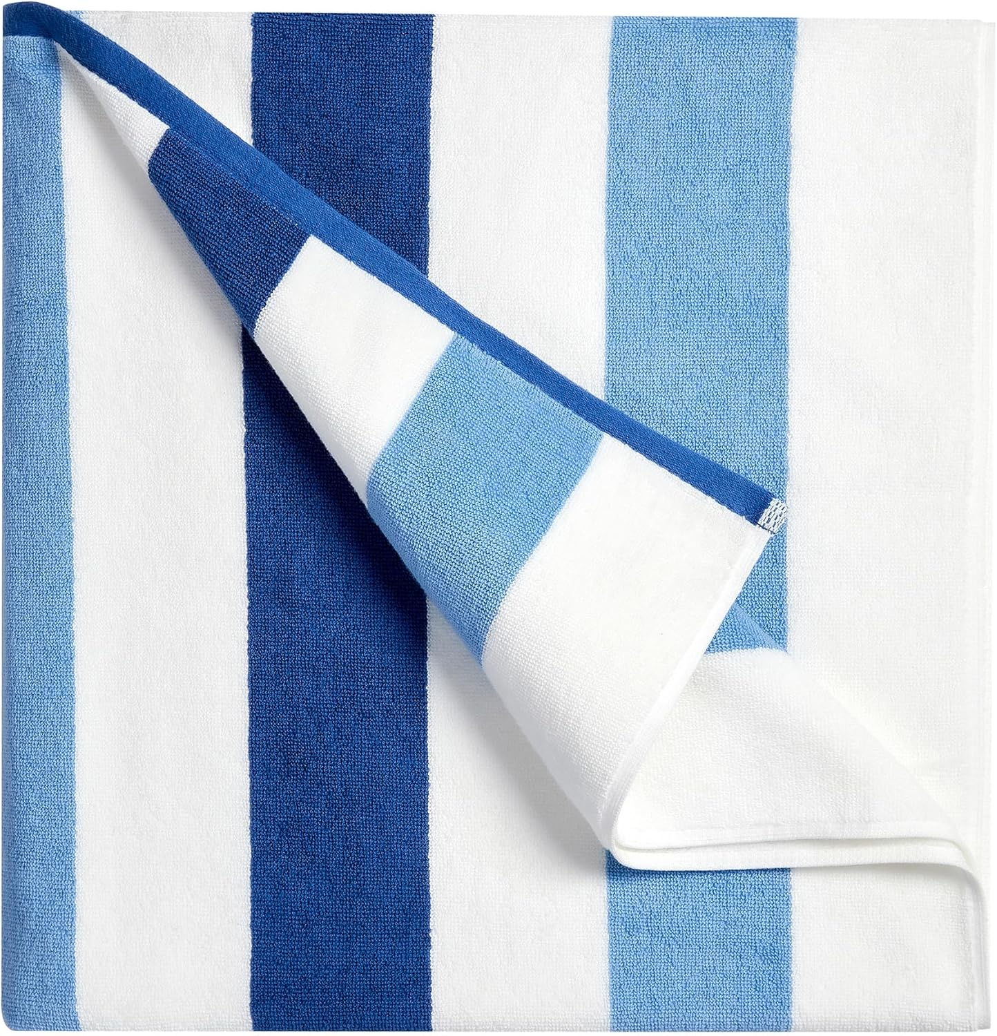 Oversized Cotton Beach Towel - 40"X70" Extra Large Plush Thick Stripe Pool Towel, XL Soft Striped Cabana Swimming Towels for Adults Mens Women Girls (White Navy Blue)