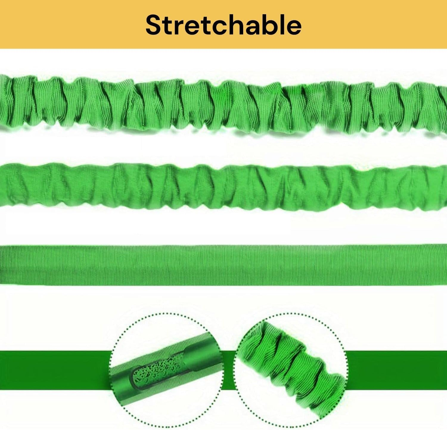 EZONEDEAL 100Ft New Expandable Garden Hose, High-Pressure Water Hose, Leakproof Flexible Hose 7 Function Spray Hose Nozzle for Watering Plants, Car Wash Durable Gardening Flexible Hose Pipe (100Ft) image number 2