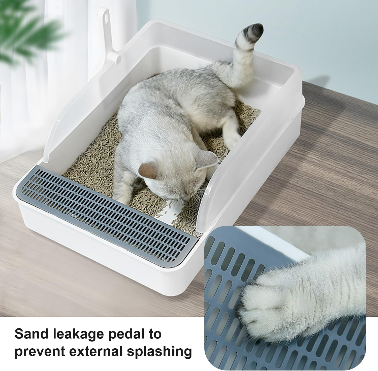 Cat Litter Tray 50X37X18Cm with Free Scoop, Semi-Closed Plastic Cat Litter Pan Top Entry Cat Litter Box, Suitable for Large Cat, Drawer Type Anti-Splashing Cat Toilet with Large Capacity image number 4