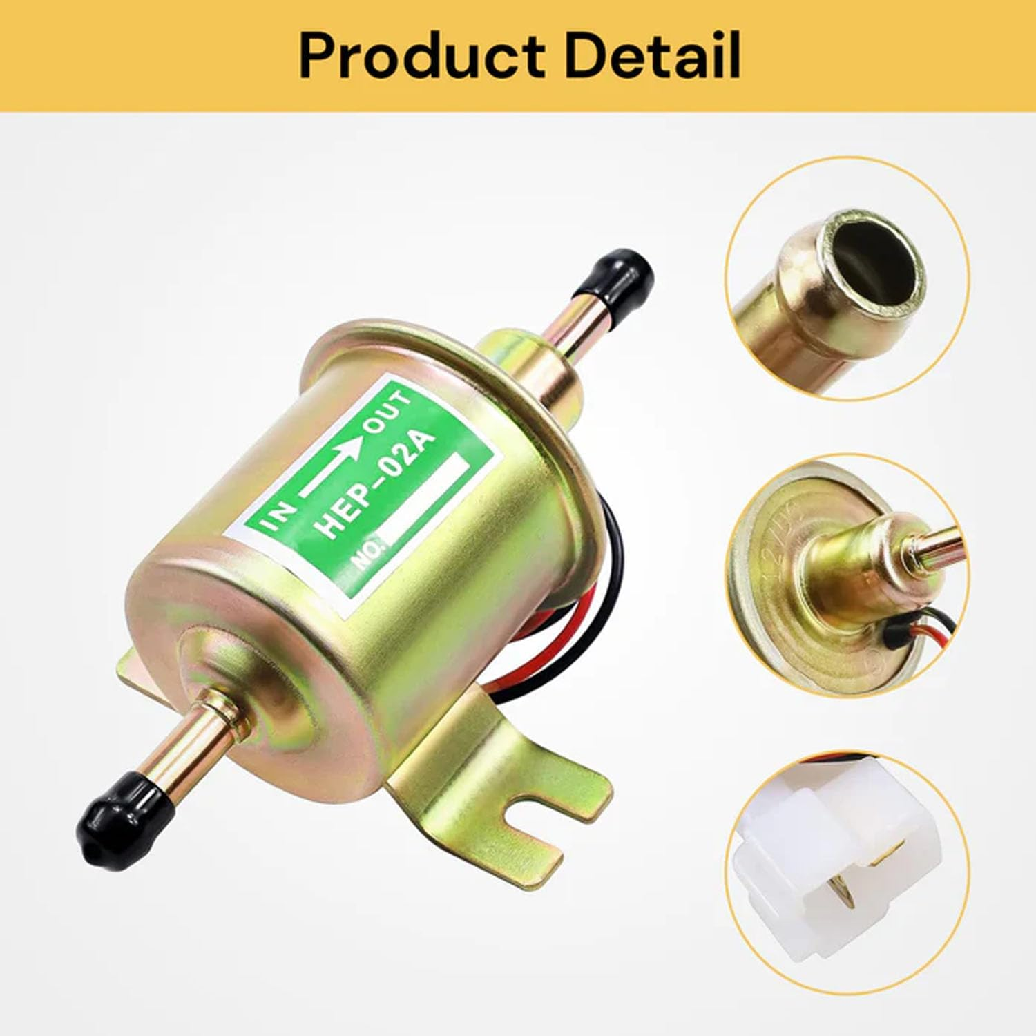 EZONEDEAL Universal Electric Fuel Pump, 12V Electric Transfer Universal Low-Pressure with Fuel Filter, HEP02A, Fuel Line Replacement for Carburetor Lawn Mower Gas Diesel Fuel Transfer Pump image number 6