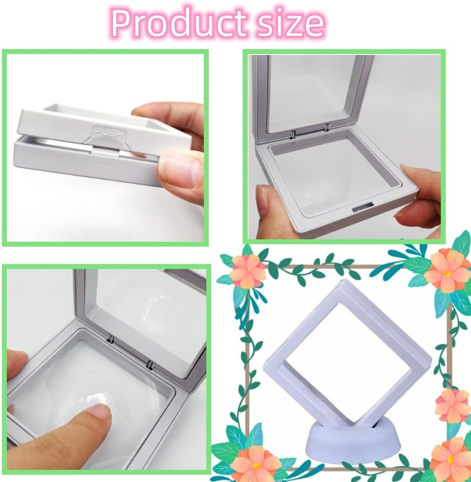 DACUAN 10PCS Coin Display Box , 3D Floating Frame Display Holder with Stands For, AA Medallions, Jewelry
