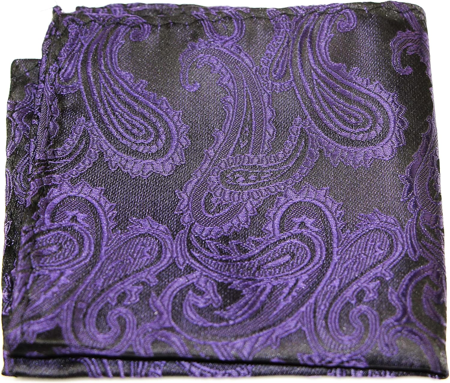 Mens Purple & Black Paisley Pocket Square Purple, Black image number 2