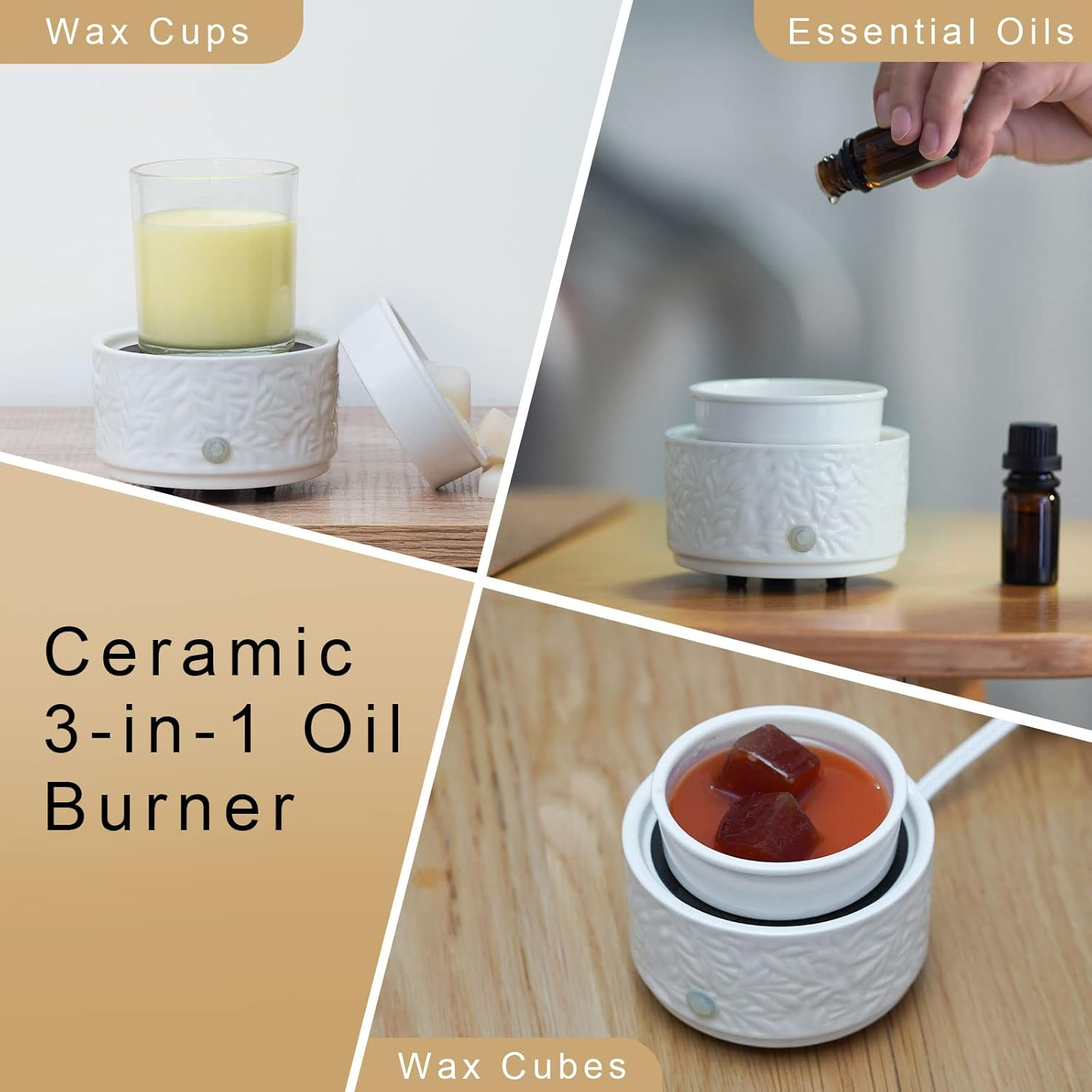 Wax Melt Warmer with Timer | 3-In-1 Electric Candle Wax Warmer | Ceramic Wax Burner Fragrance Warmers | Cute Candle Warmer Wax Melter for Scented Auto Shut off & Adjust Fragrance Intensity image number 1