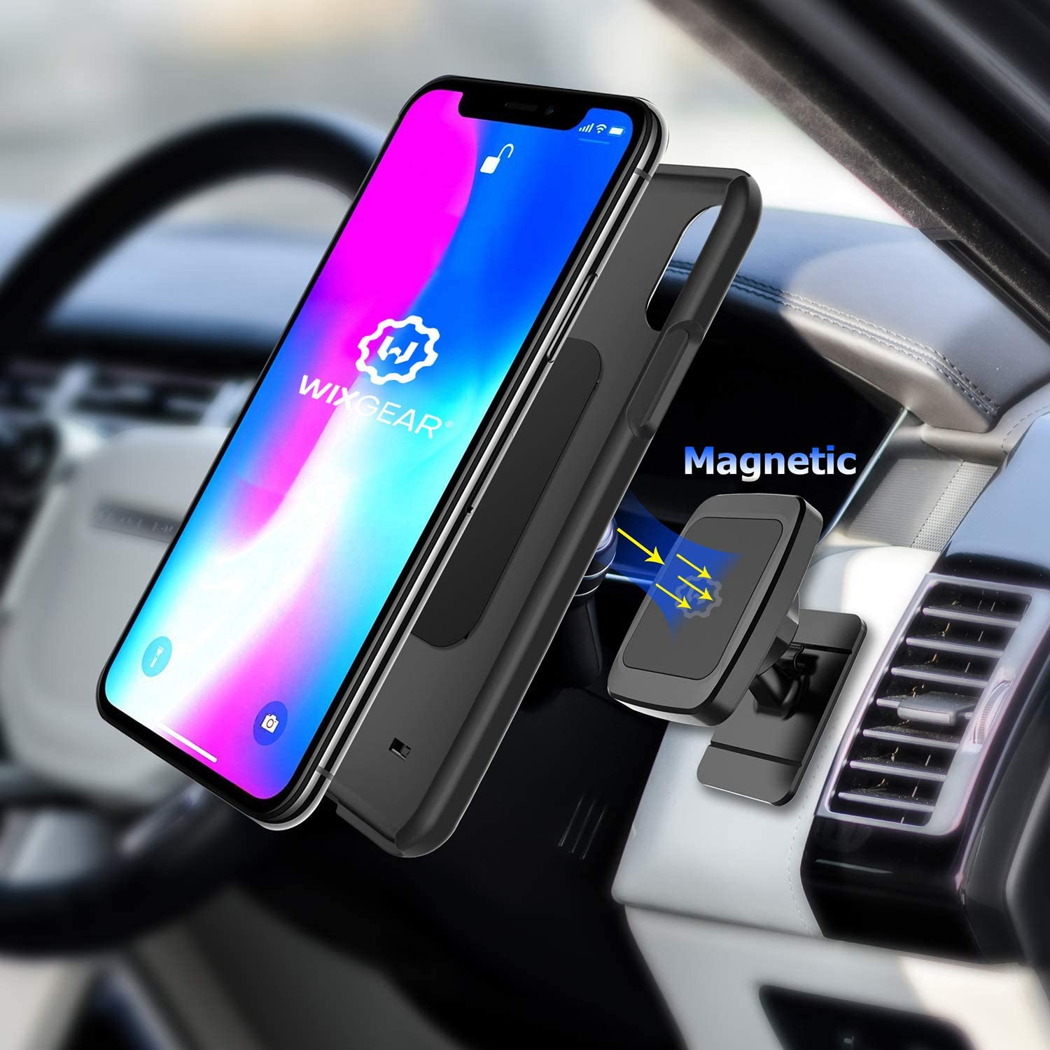 Magnetic Phone Car Mount, Wixgear Universal Stick on Dashboard Magnetic Car Mount Holder, for Cell Phones and Mini Tablets with Fast Swift-Snap Technology, (Newer Model) image number 4