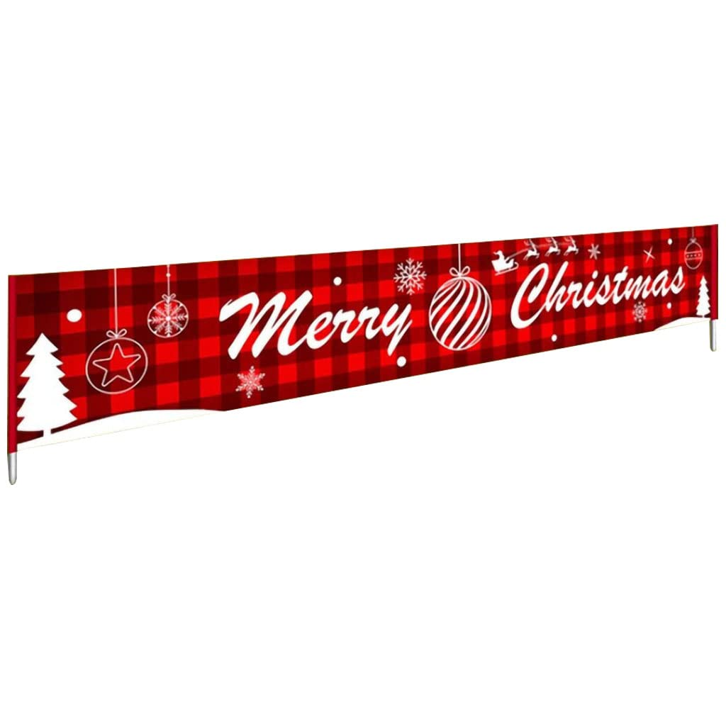 Dsdecor Merry Christmas Banner Large Xmas Porch Sign Banners Poster Indoor Outdoor Holiday Party Hanging Decorations (Style 1, 10Ft X 20Inch) image number 1