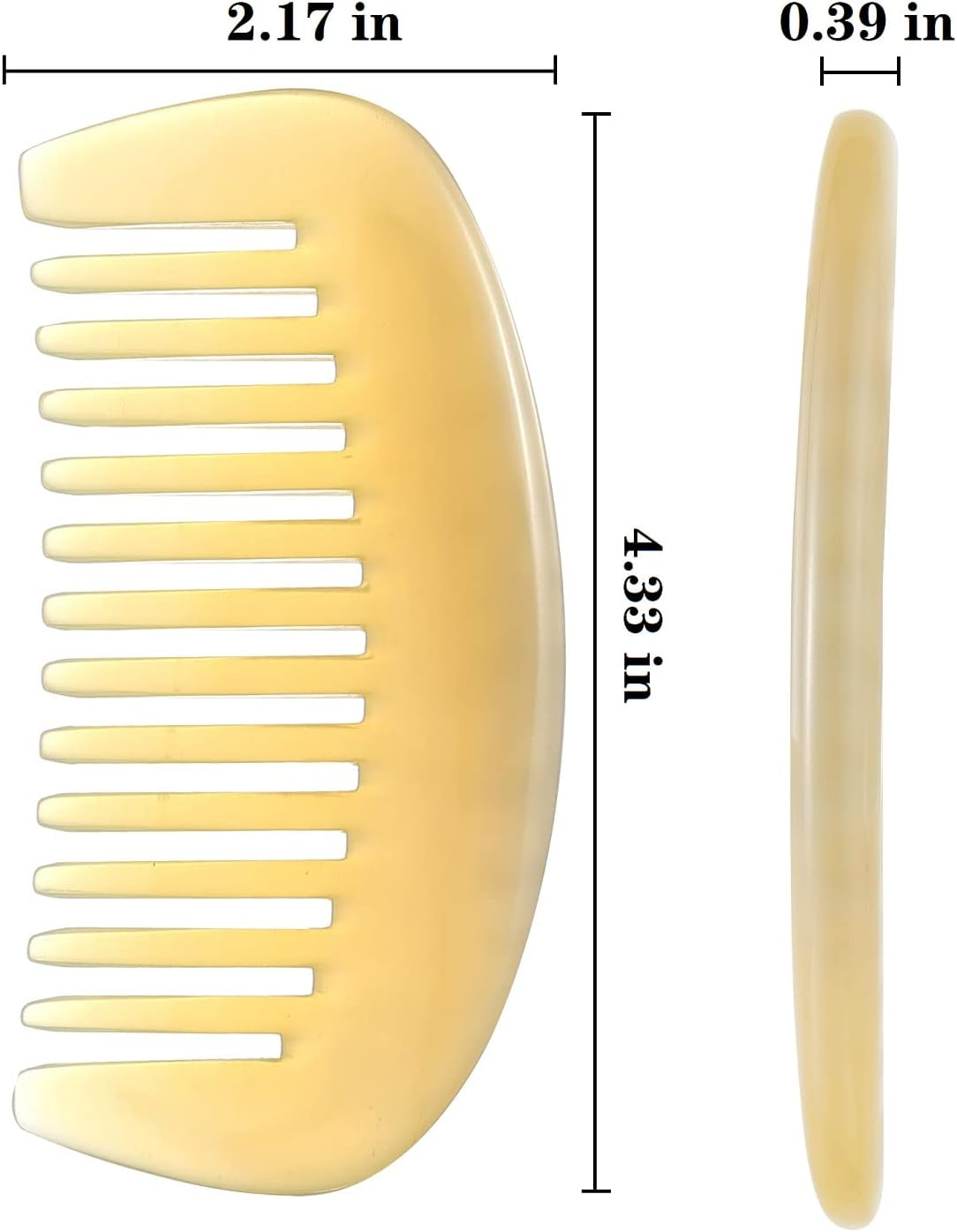 Wide Tooth Hair Comb Premium Natural Sheep Horn Comb 100% Handmade anti Static Hair Detangler Comb Semicircle Pocket Comb(Semicircle STY2)