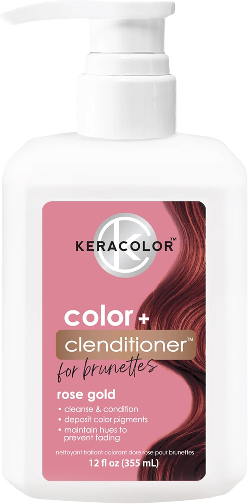 KERACOLOR Clenditioner for Brunettes PURPLE Dye, Semi Permanent Hair Color Depositing Conditioner, Cruelty-Free, 12 Fl Oz (Pack of 1)