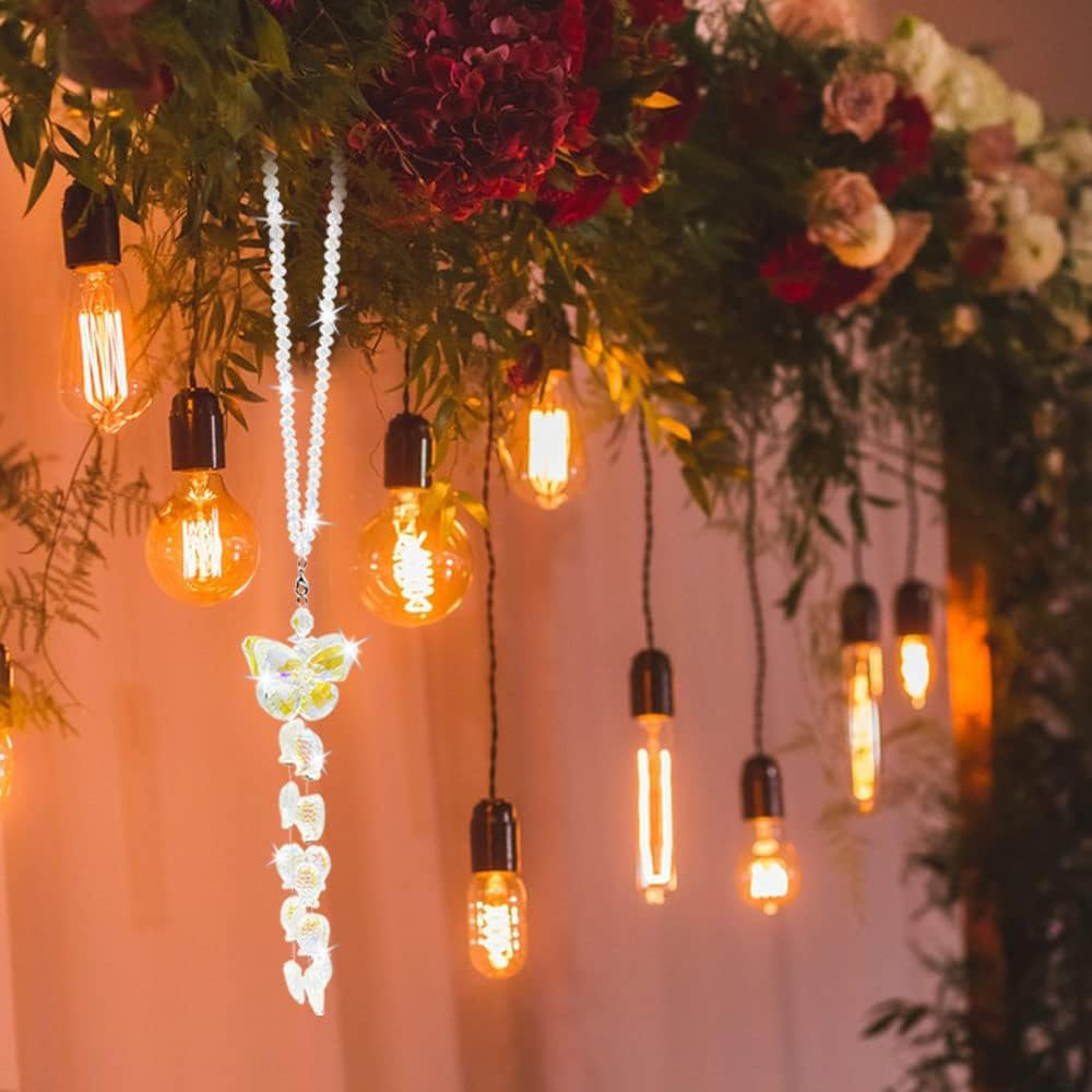 AFUNTA Crystal Butterfly Car Mirror Accessories, Rear View Charms with Colored Fish Hanging Crystals for Decoration image number 5