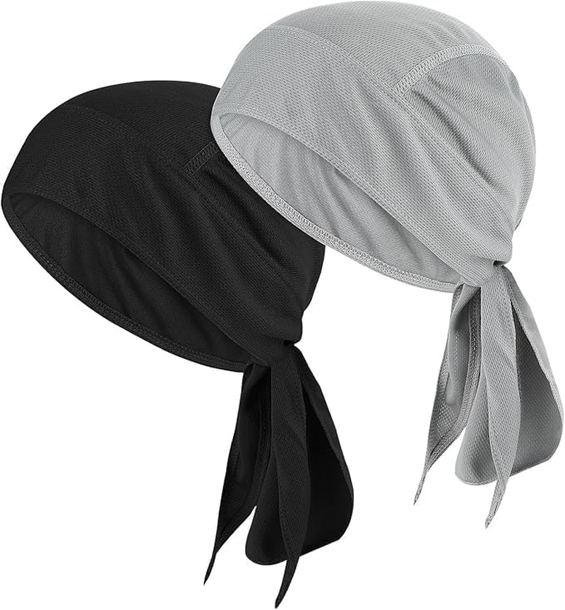 2 Pcs Bandanas Skull Caps Head Wrap Sweat Rags Durags for Men Women Gym Beanie for Cycling Motorcycle image number 2