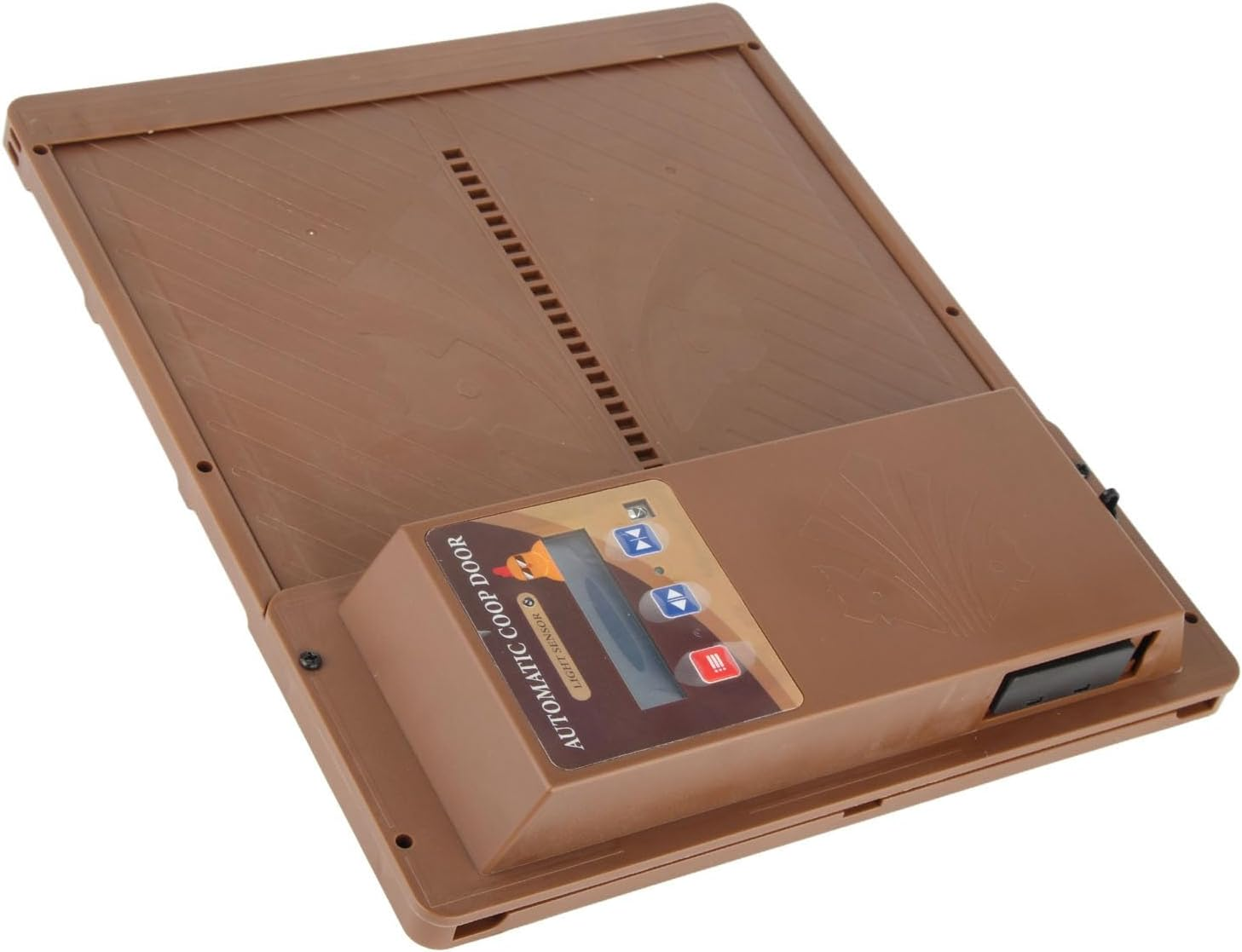 Automatic Chicken Coop Door, Smart Remote Control Solar Opener with LED Display Screen for Poultry Protection (Brown) image number 3