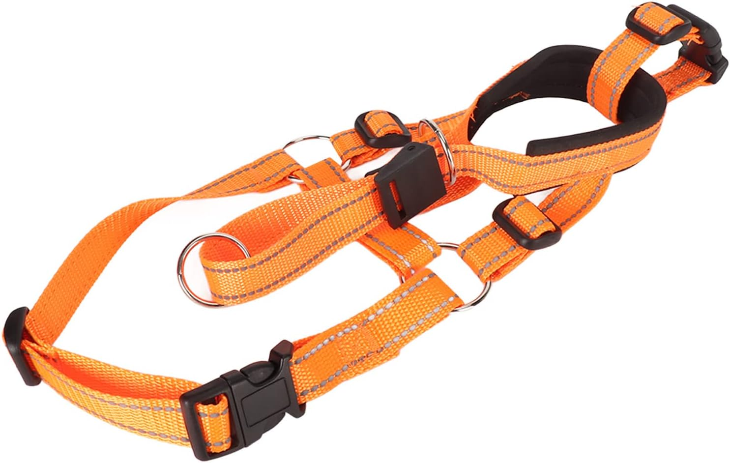 Dog Head Halter Muzzle, Padded Nose Bridge Breathable Orange Headcollar Dog Muzzle Adjustable Front Control Design for Walking (M) image number 1