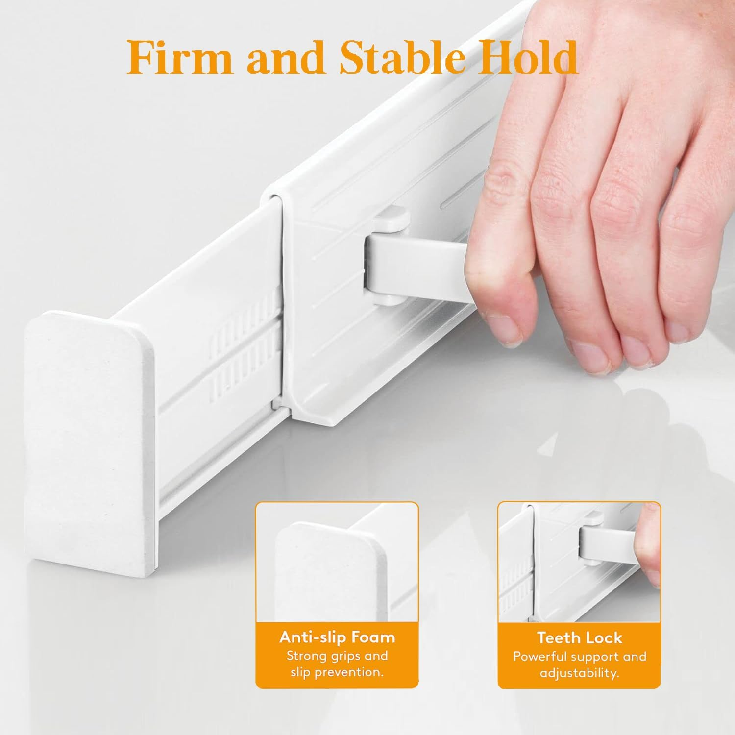 Drawer Dividers, Expandable Kitchen Drawer Organiser, with 8 Inserts, for Clothing, Kitchen Utensils and Office Storage, Set of 4 (32-56Cm) image number 2