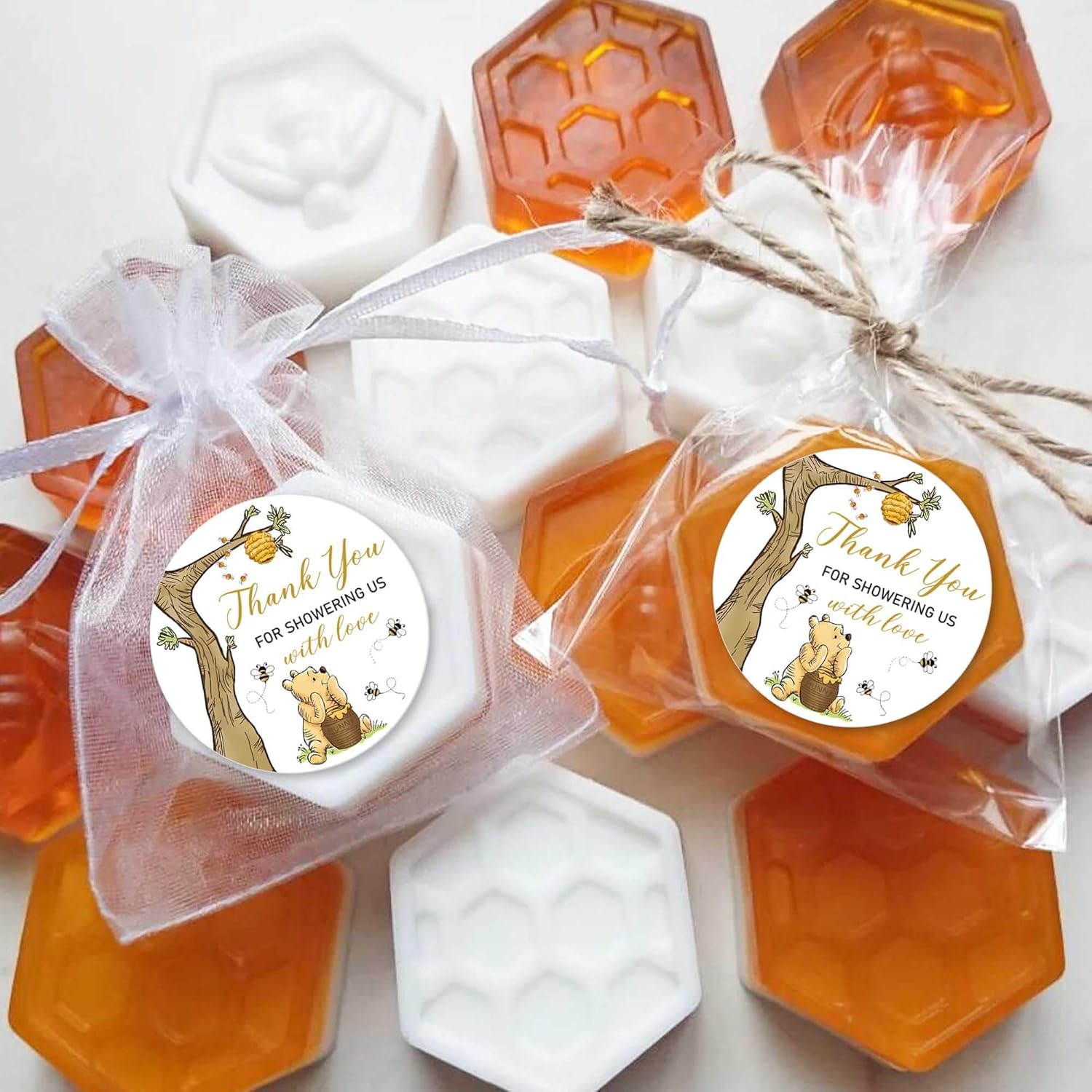 2 Inch 84Pcs Cute Thank You for Celebrating with Us Stickers Winnie Bear Baby Shower Party Decorations, Classic Pooh Thank You Stickers image number 2